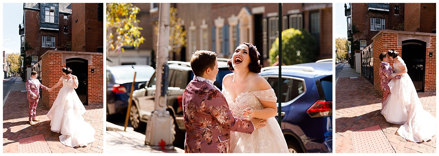 LGBTQ Philly Cira Centre Vintage Inspired Lesbian Wedding 