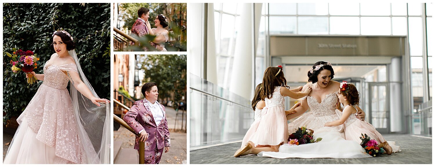 LGBTQ Philly Cira Centre Vintage Inspired Lesbian Wedding 