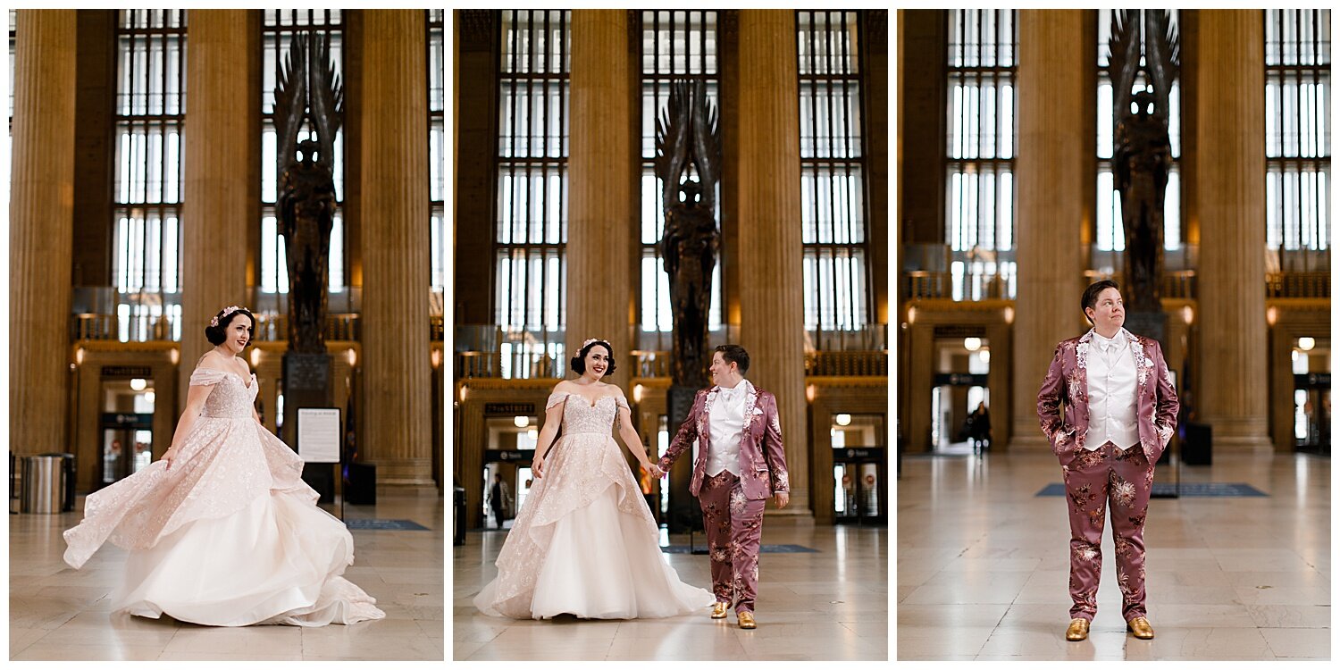 LGBTQ Philly Cira Centre Vintage Inspired Lesbian Wedding 