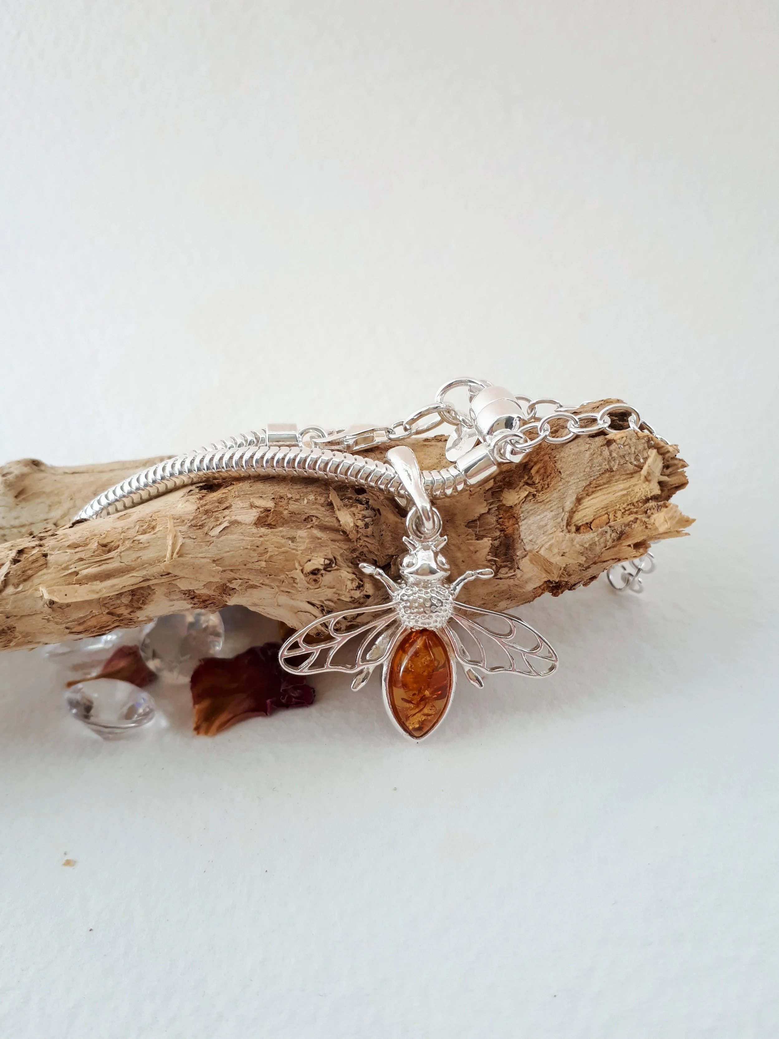 baltic amber silver bee on bracelet.jpg