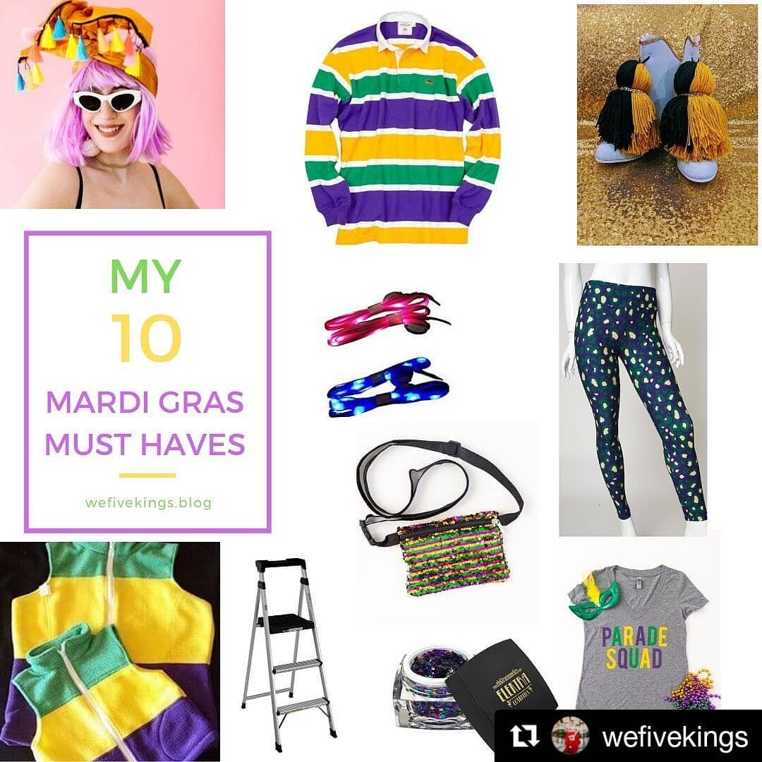 Assuming you have internet at the moment, rainy days are great shopping days for Mardi Gras! Here's some inspo! (Also hi! Yes I'm alive! Yes I'm still selling boots! Yes I'm excited for Mardi Gras!) .
Much love to @wefivekings for including me on thi