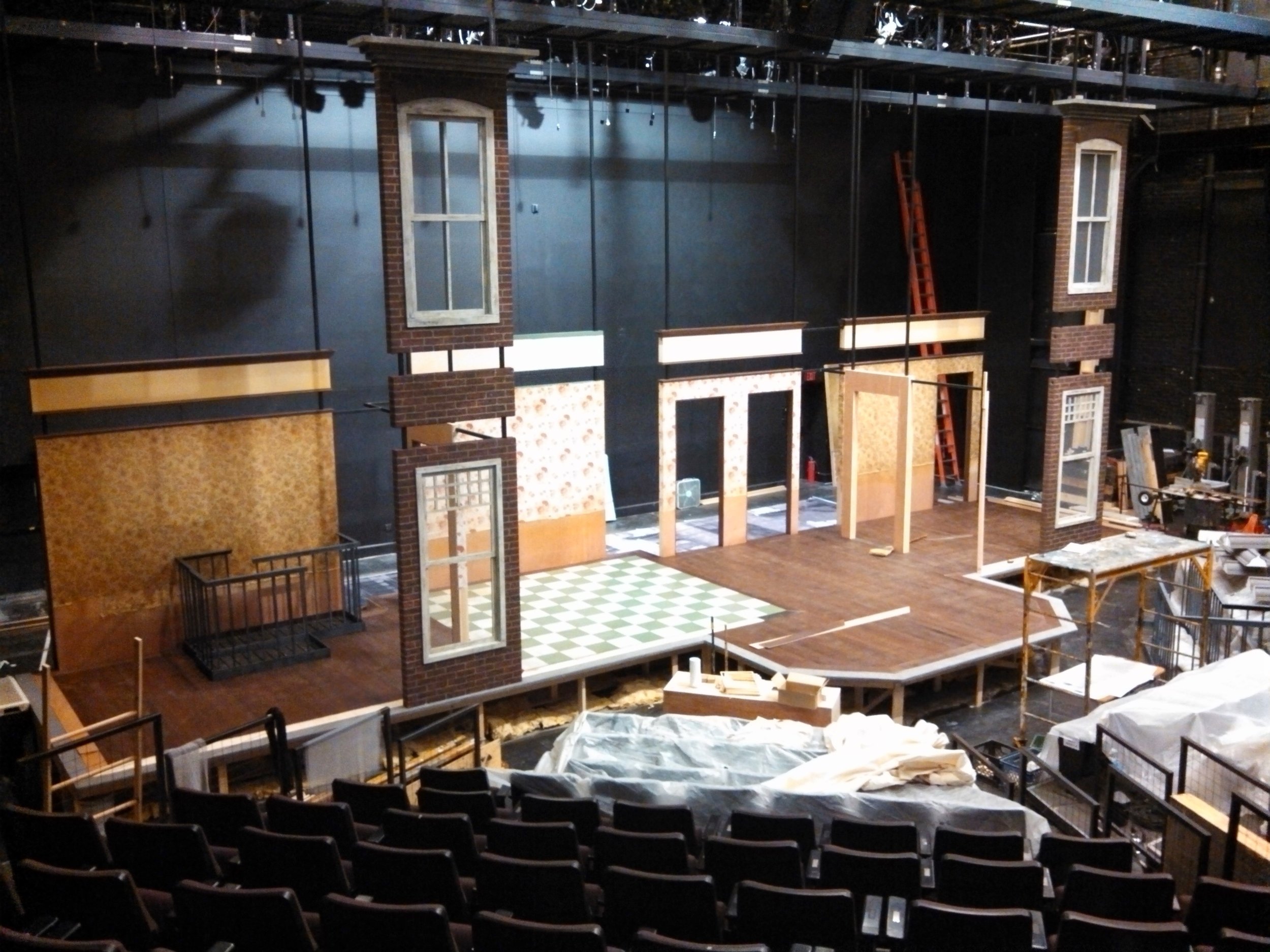 House Left view of  A Raisin in the Sun  set under construction. 