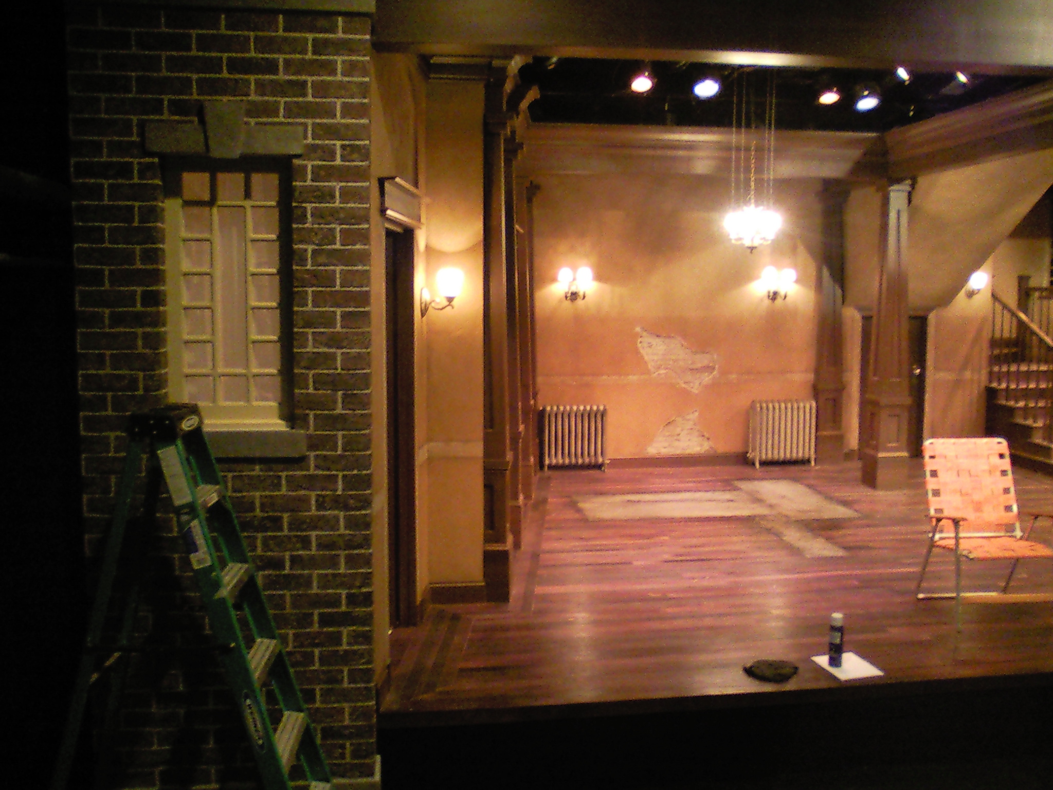   Clybourne Park  set under construction. &nbsp;This set had to time travel decades between acts, so all fixtures and molding were removable. 