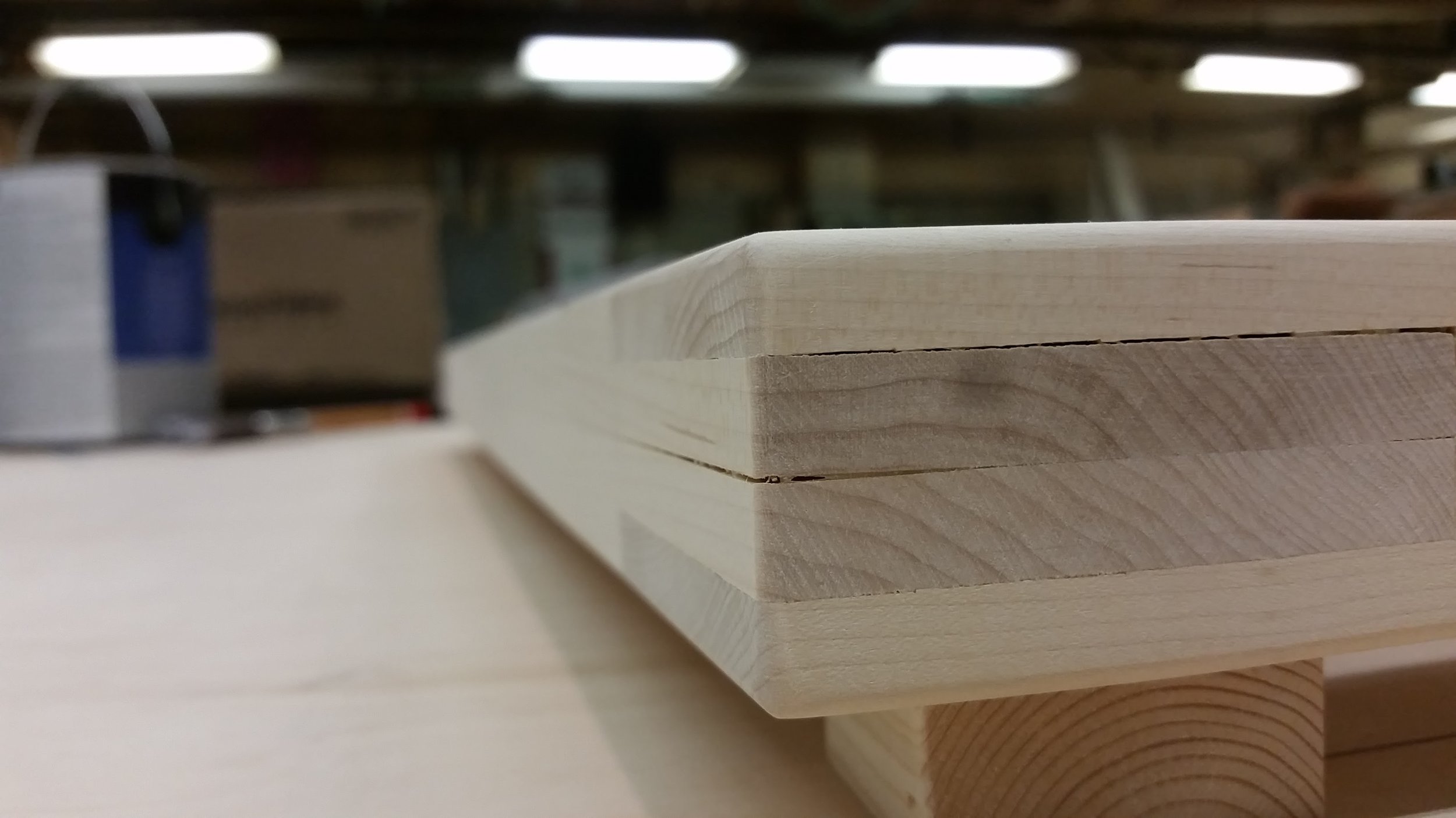 Detail of Maple frame lap-joint.