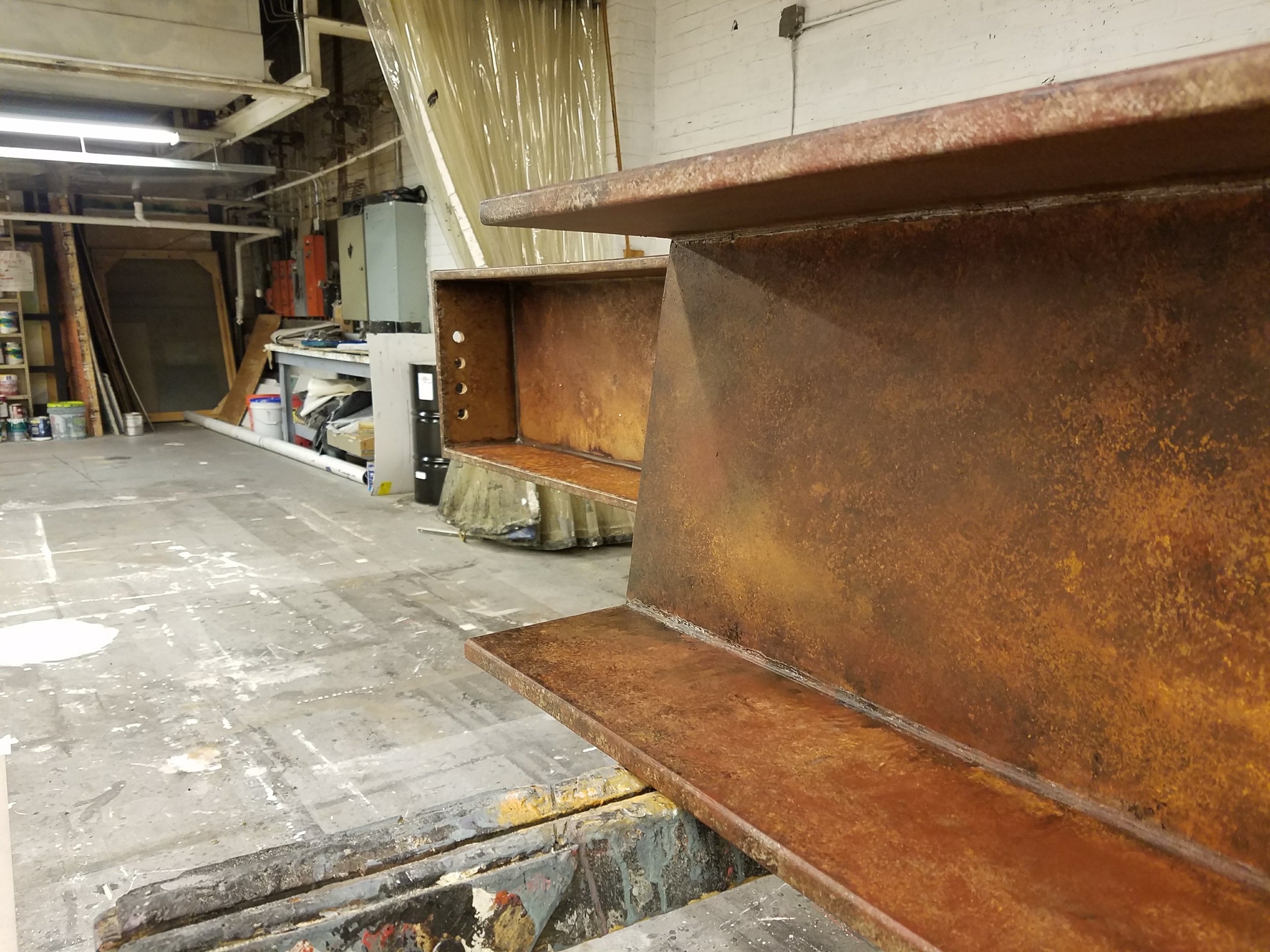 DS faces with 18ga sheet metal adhered to provide shine through the paint