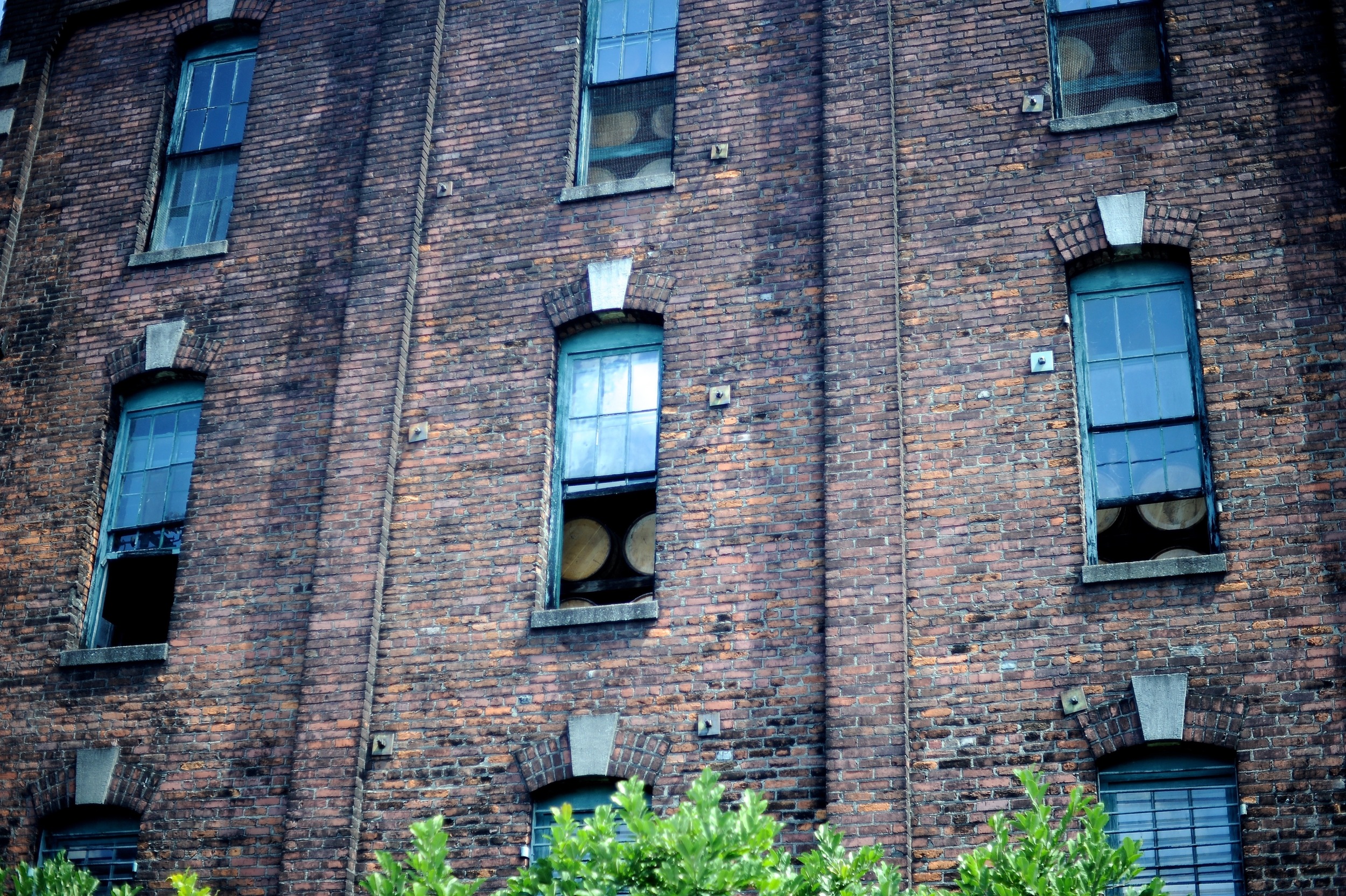 brick wall with tall windows