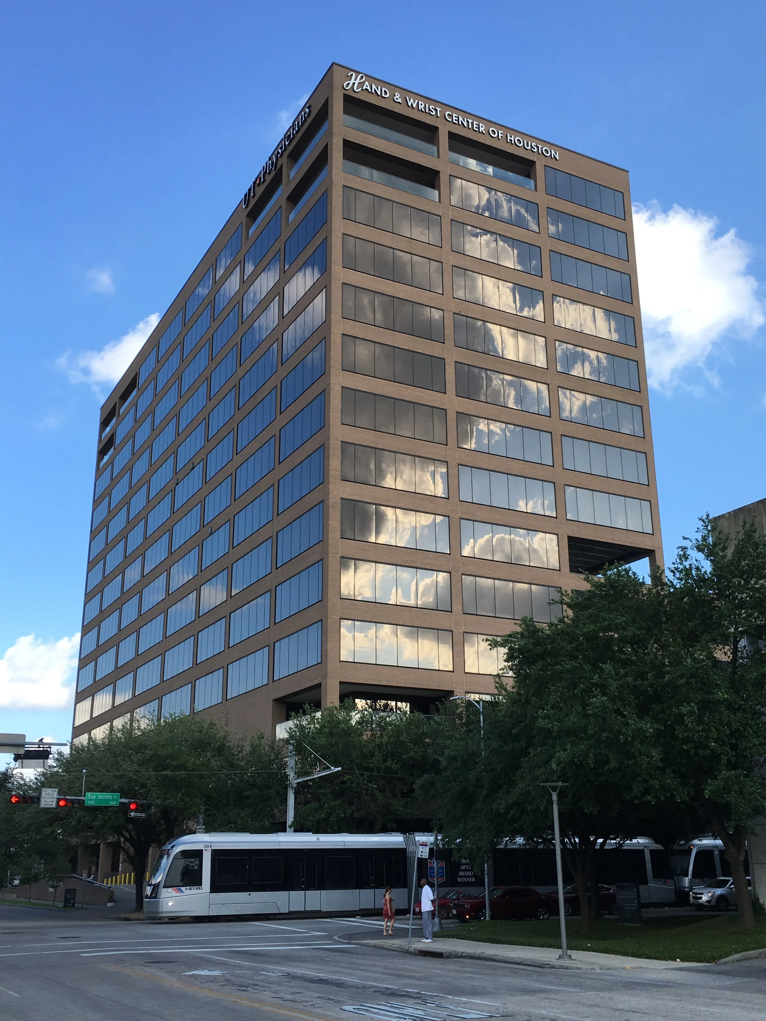 Our building is located on the corner of San Jacinto and Binz St.