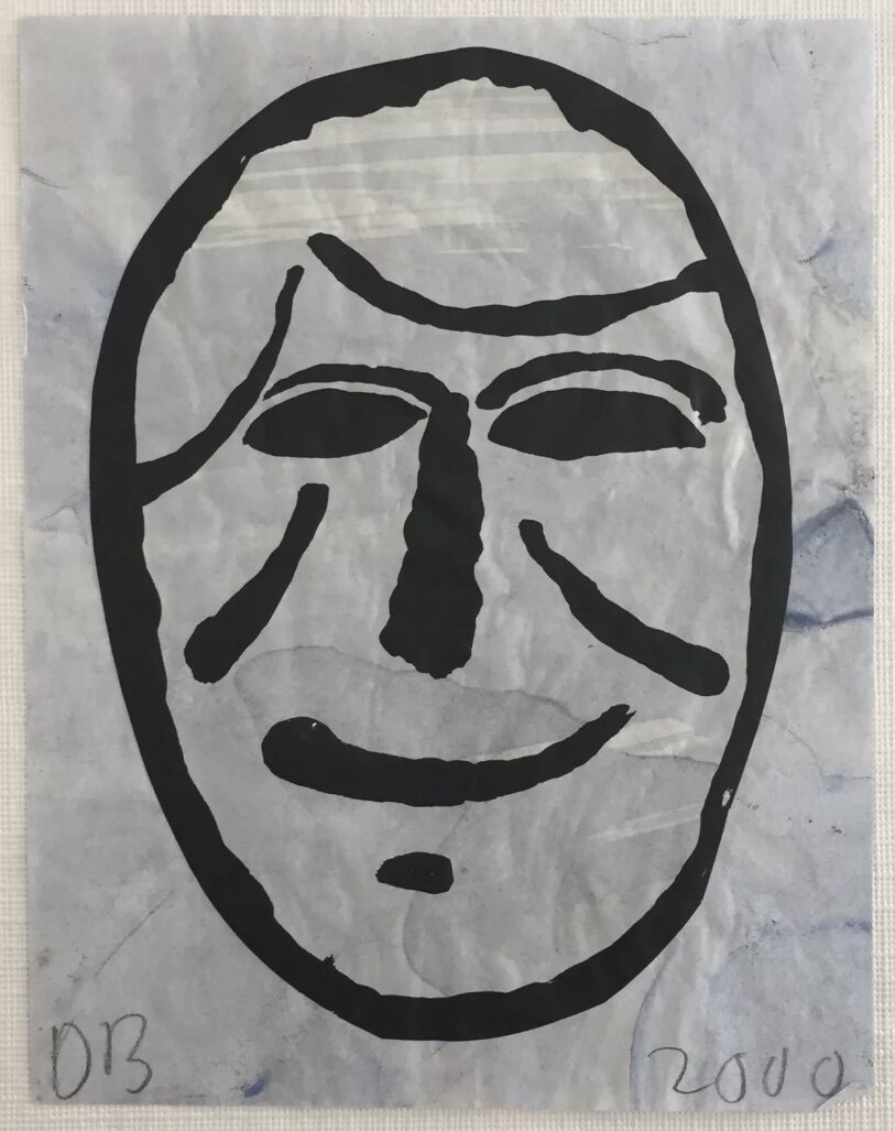 Donald Baechler original gouache Happy Face