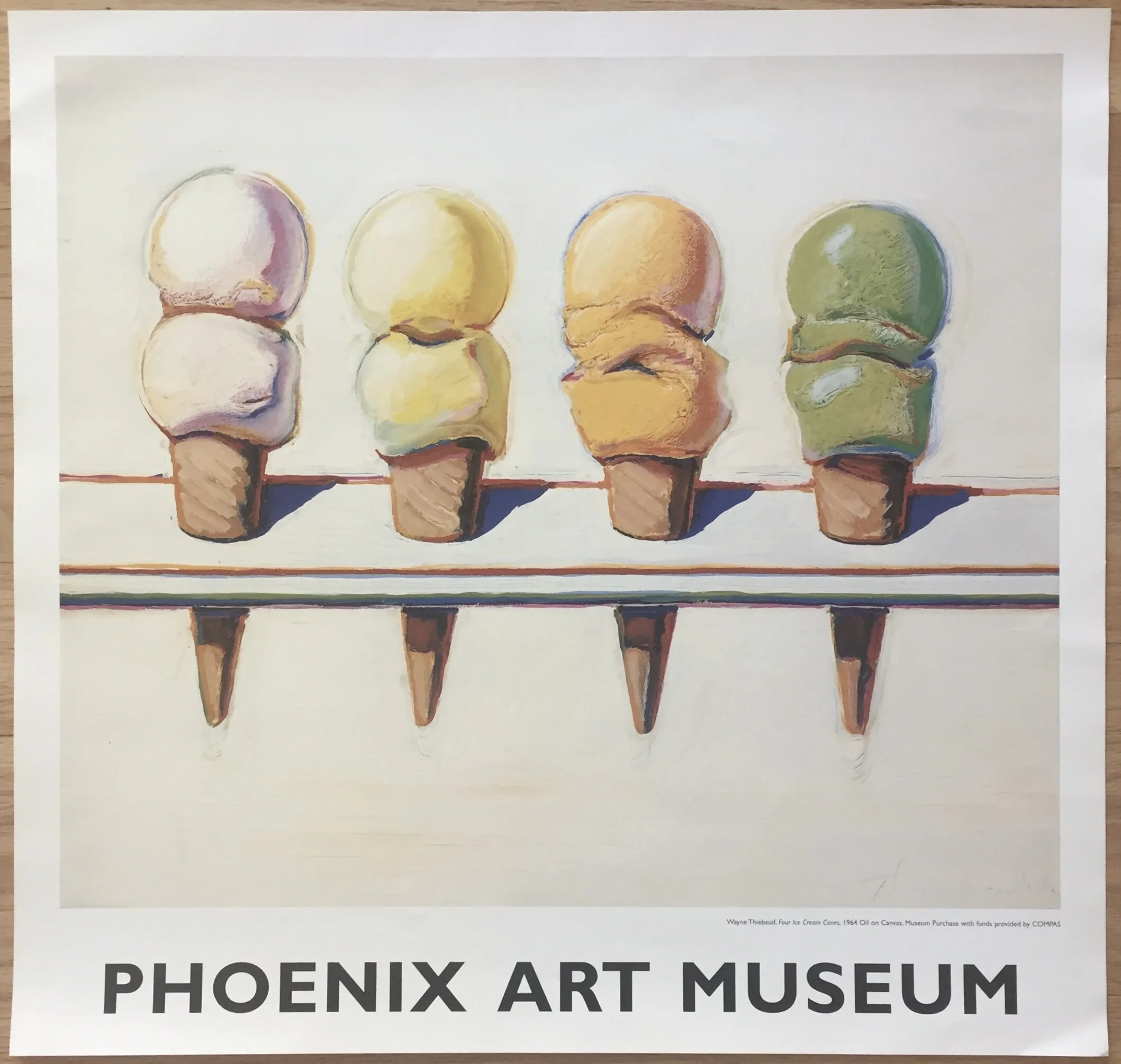 Wayne Thiebaud Four Ice Cream Cones Phoenix Art Museum Poster