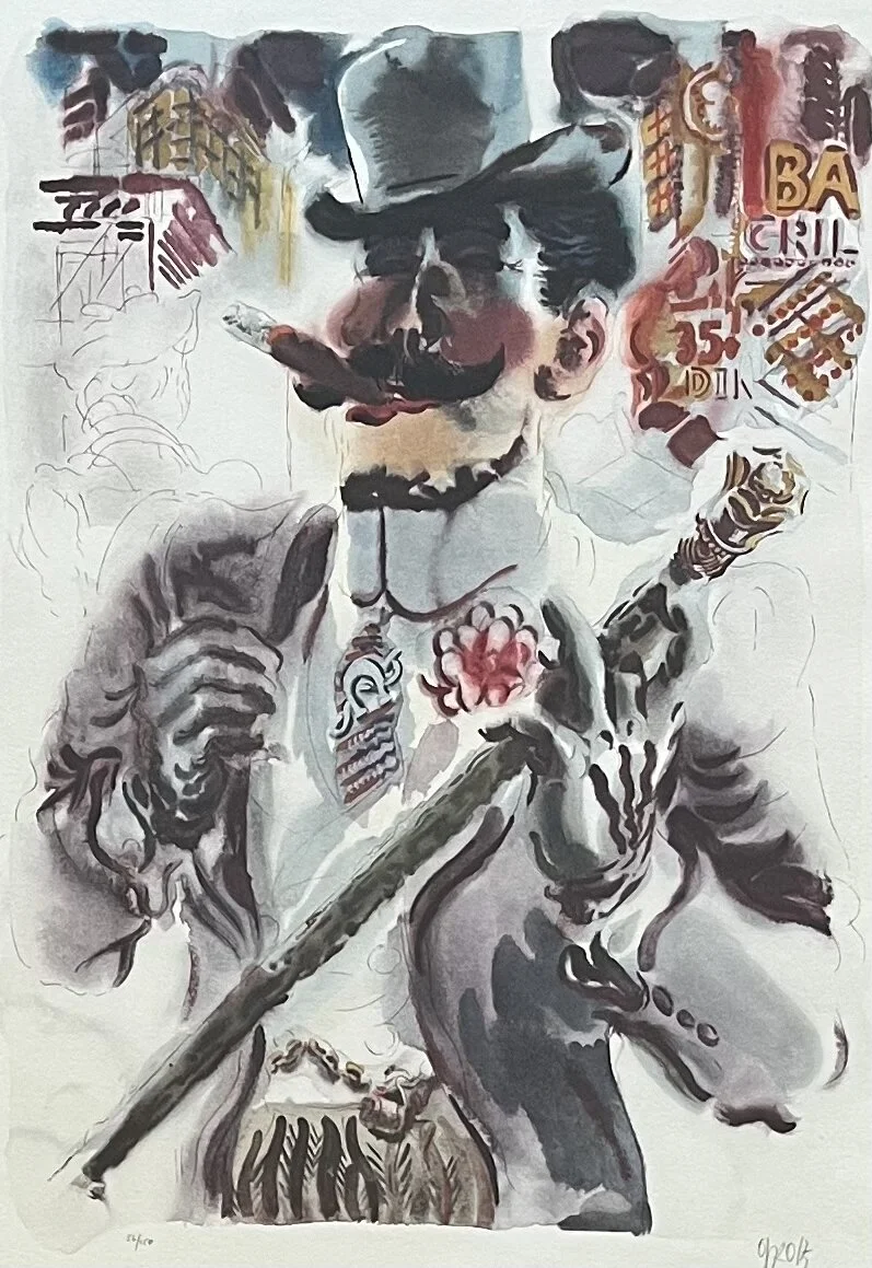 George Grosz Original Signed Lithograph Bagdad on the Subway New York City 1935