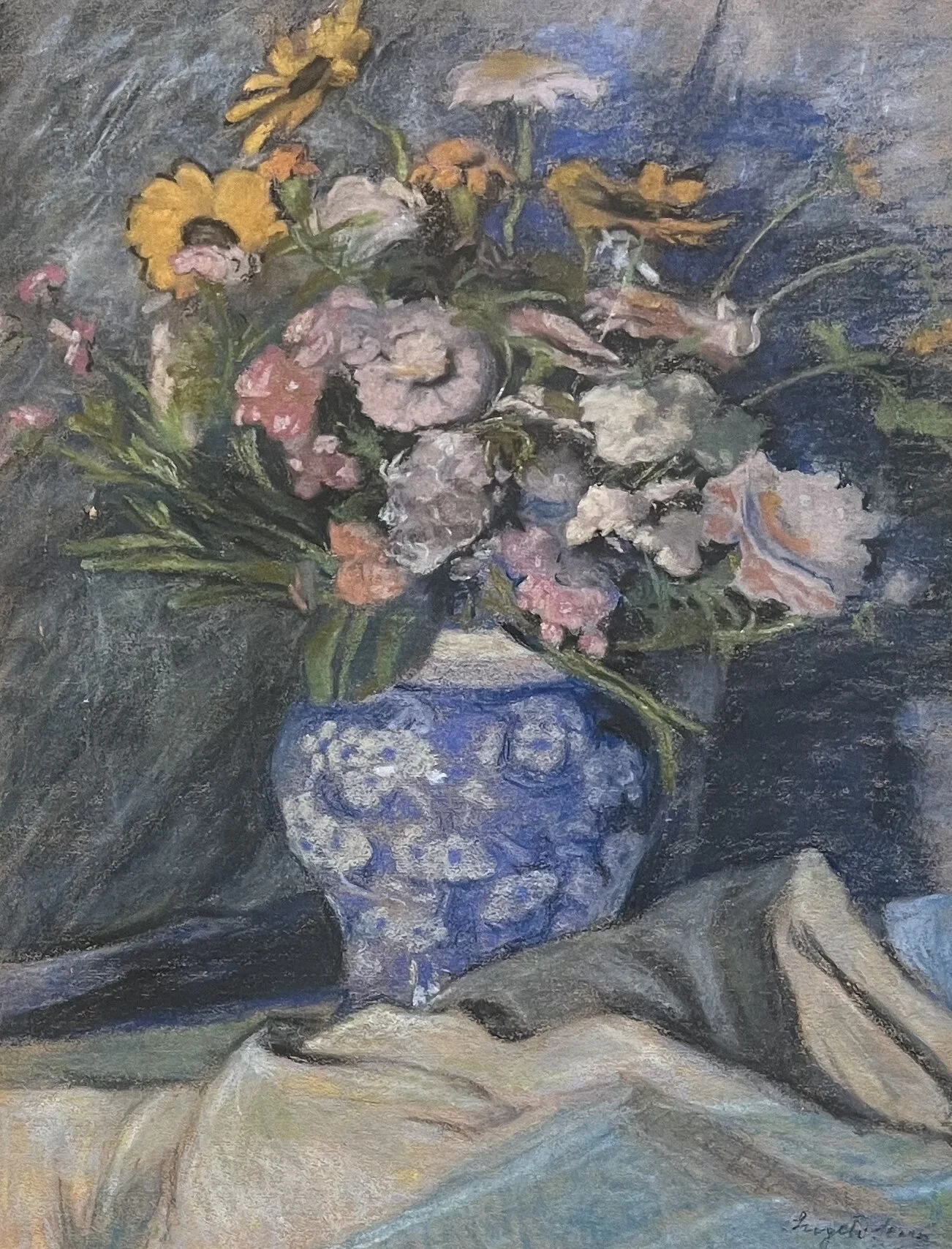 Jenő Szigeti Original Signed Pastel Floral Still Life