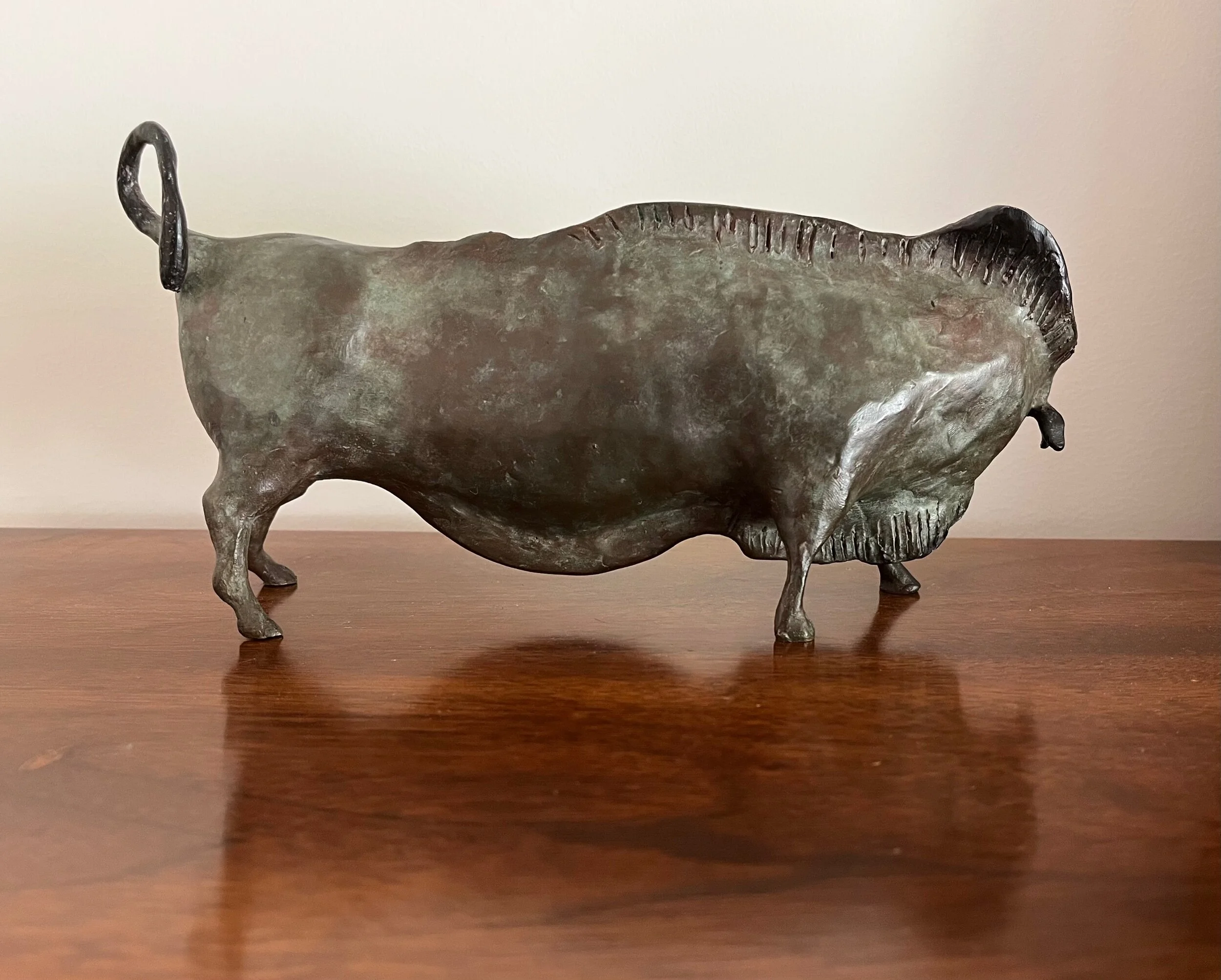 Alice Walton Dunbar Original Signed Bronze Midcentury Bull Sculpture