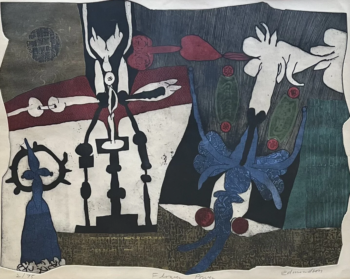 Leonard Edmondson Flower Power Original Signed Color Etching 1967