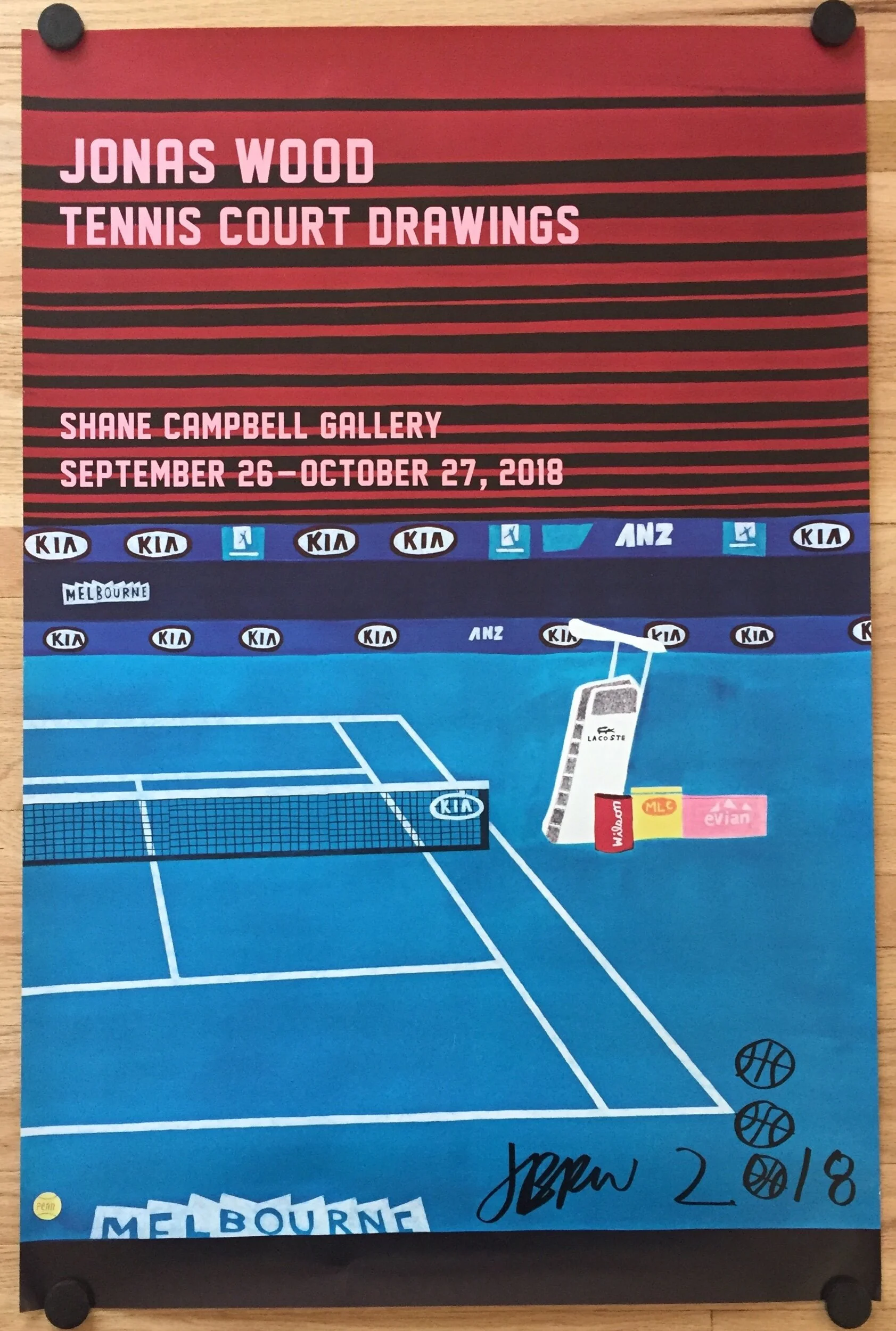 Jonas Wood Tennis Court Drawings Signed Poster