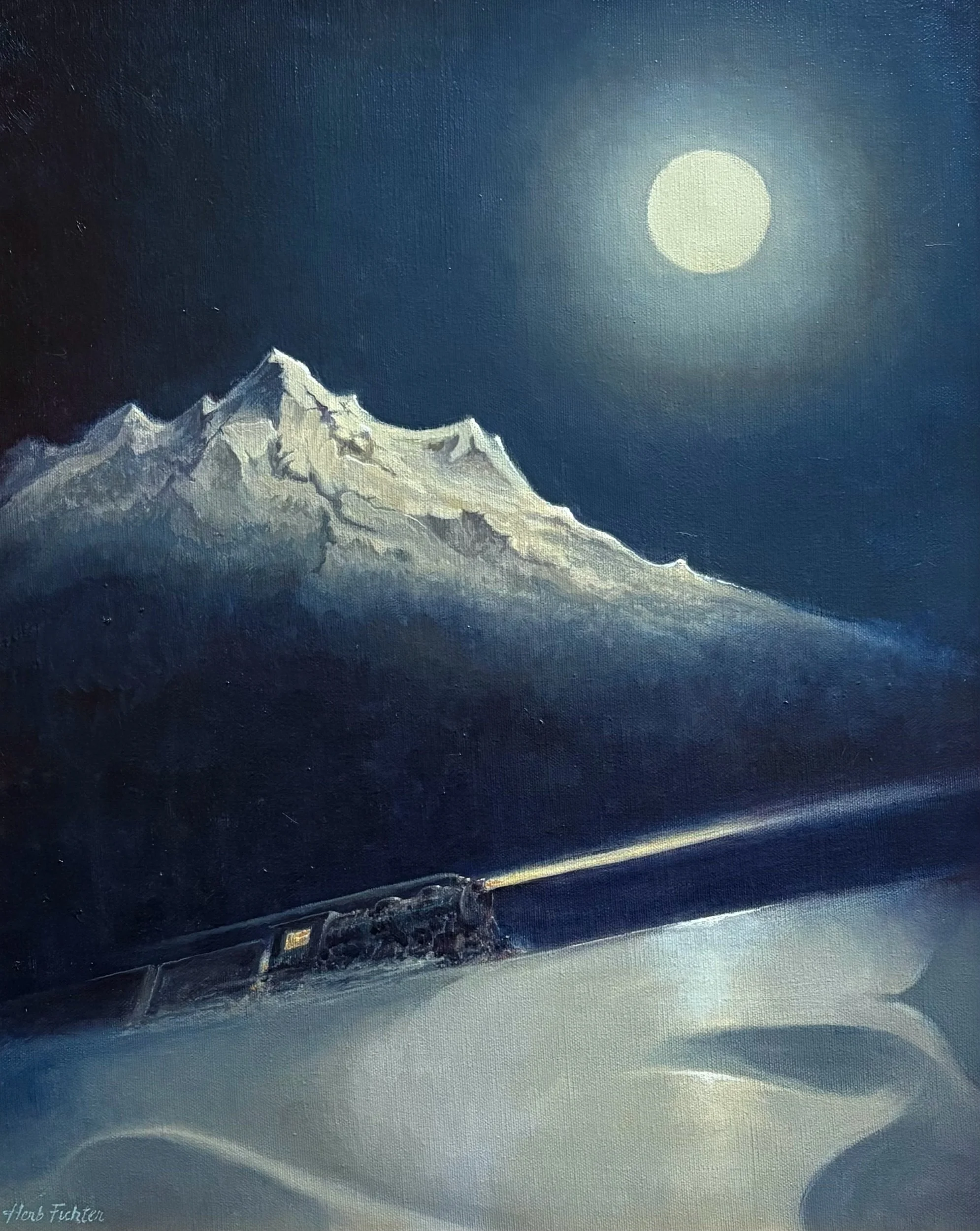 Herb Fichter Speeding Train Painting