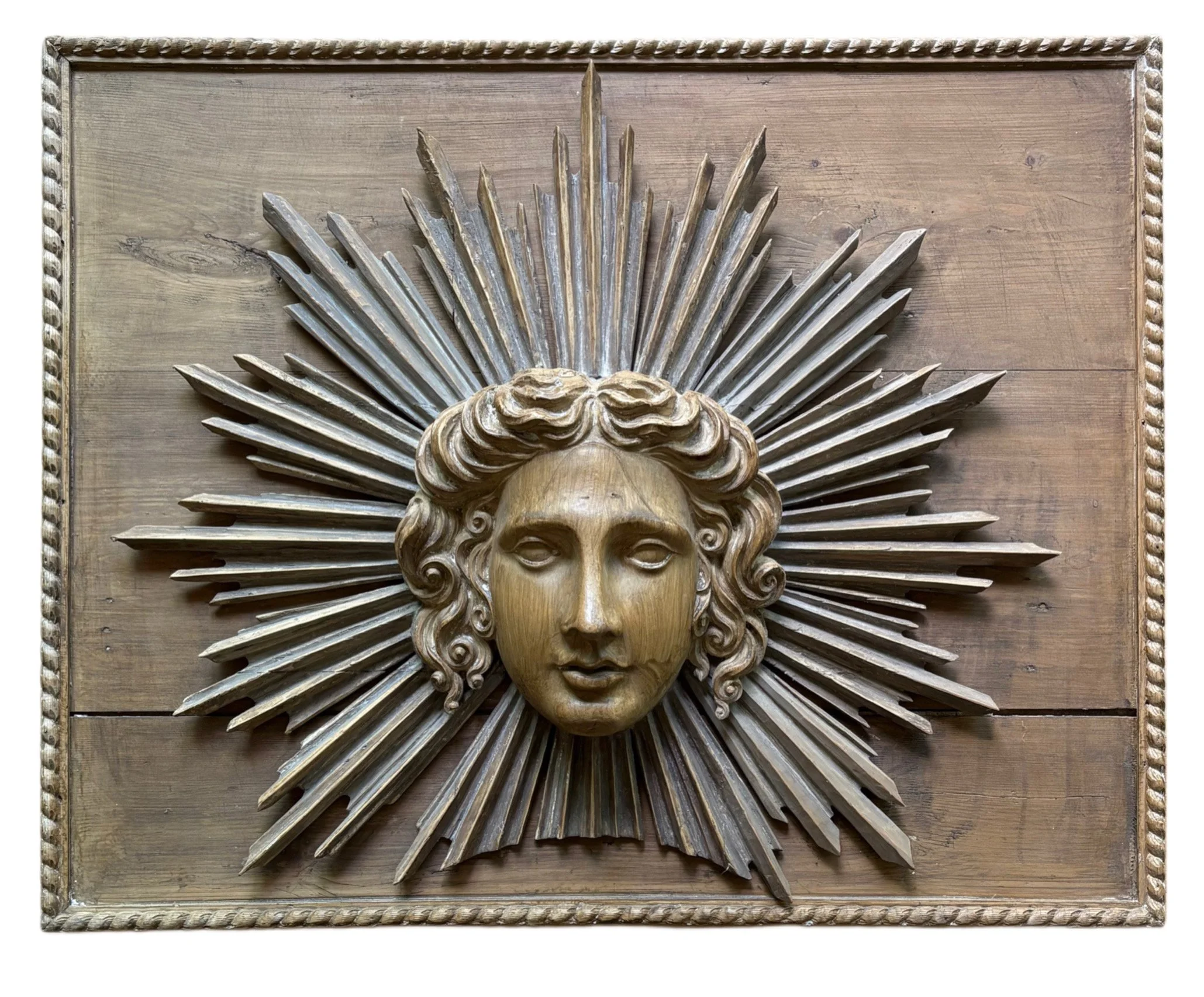 Carved Wood Sunburst Plaque, 19th Century