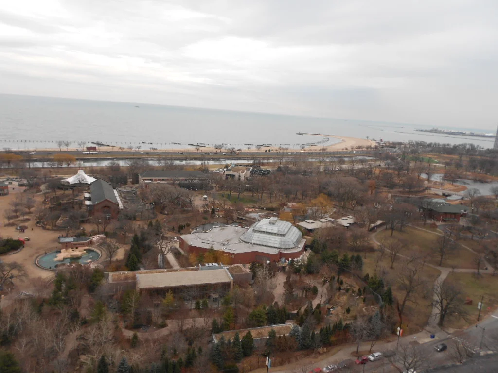An aerial view of the zoo from a Verizon Wireless rooftop cellular site.