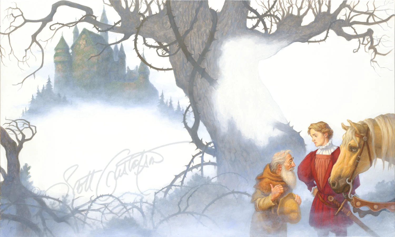 "The Duckling is a Beautiful Swan!" - oil on panel, image size approx. 24” x 7.5”