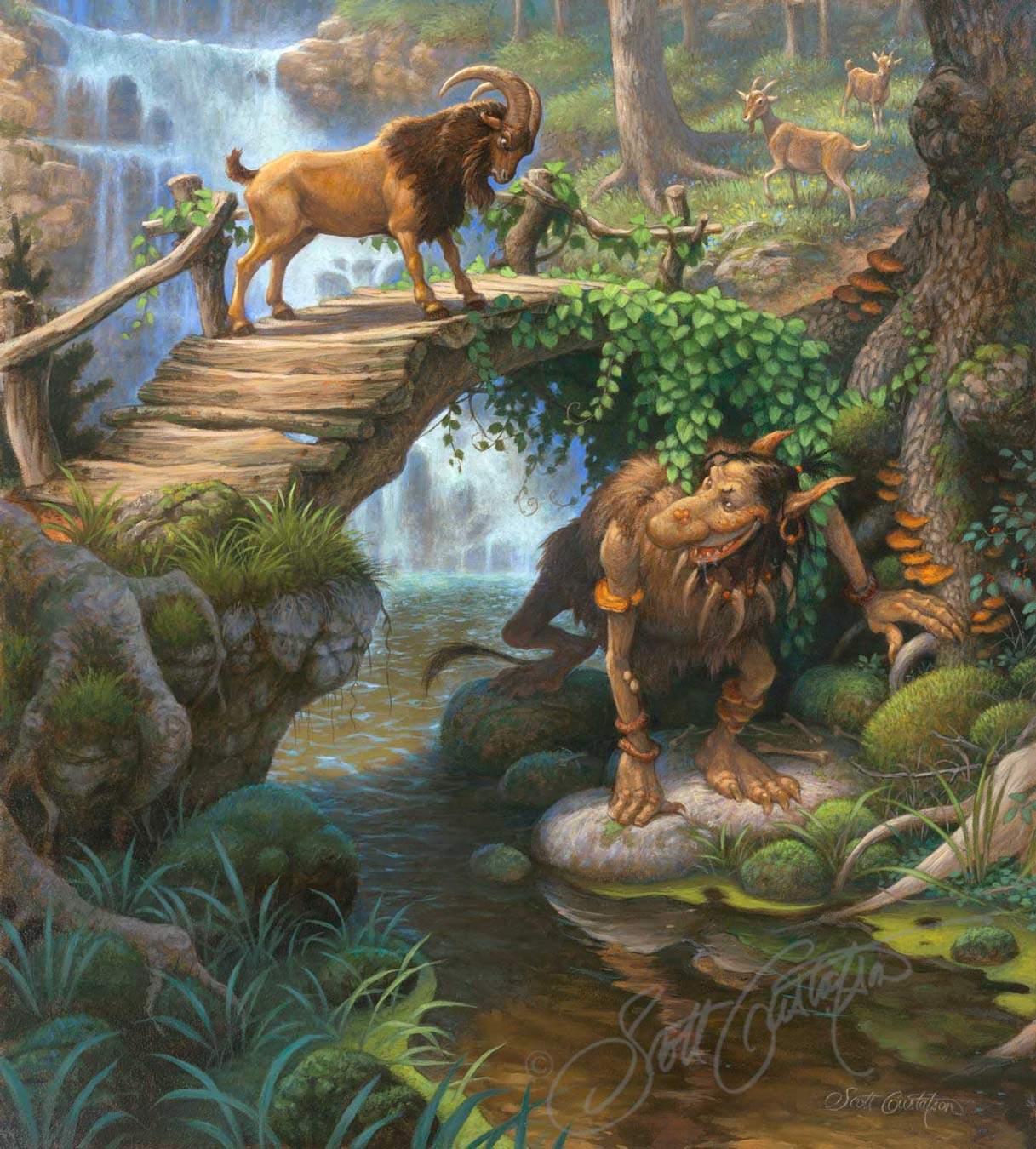 "The Barnyard Scene" from The Ugly Duckling. Oil on panel, approx. image size 20" x 24."
