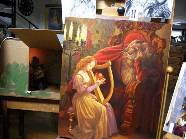 Quick shot of the studio set up - showing the shadow box with controlled lighting.
