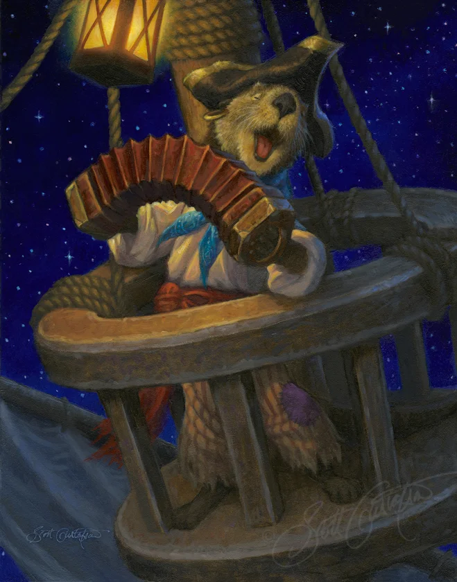 "Sea Otter Serenade," oil on panel, 11" x 14"