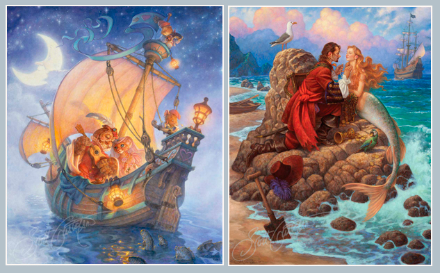 Valentine’s Week Sale: Save $50. off on these 2 Litho prints: Right to left: The Owl and the Pussycat and The Pirate and the Mermaid. Now through 2/17/19. Stock is limited, so order early! See details below!