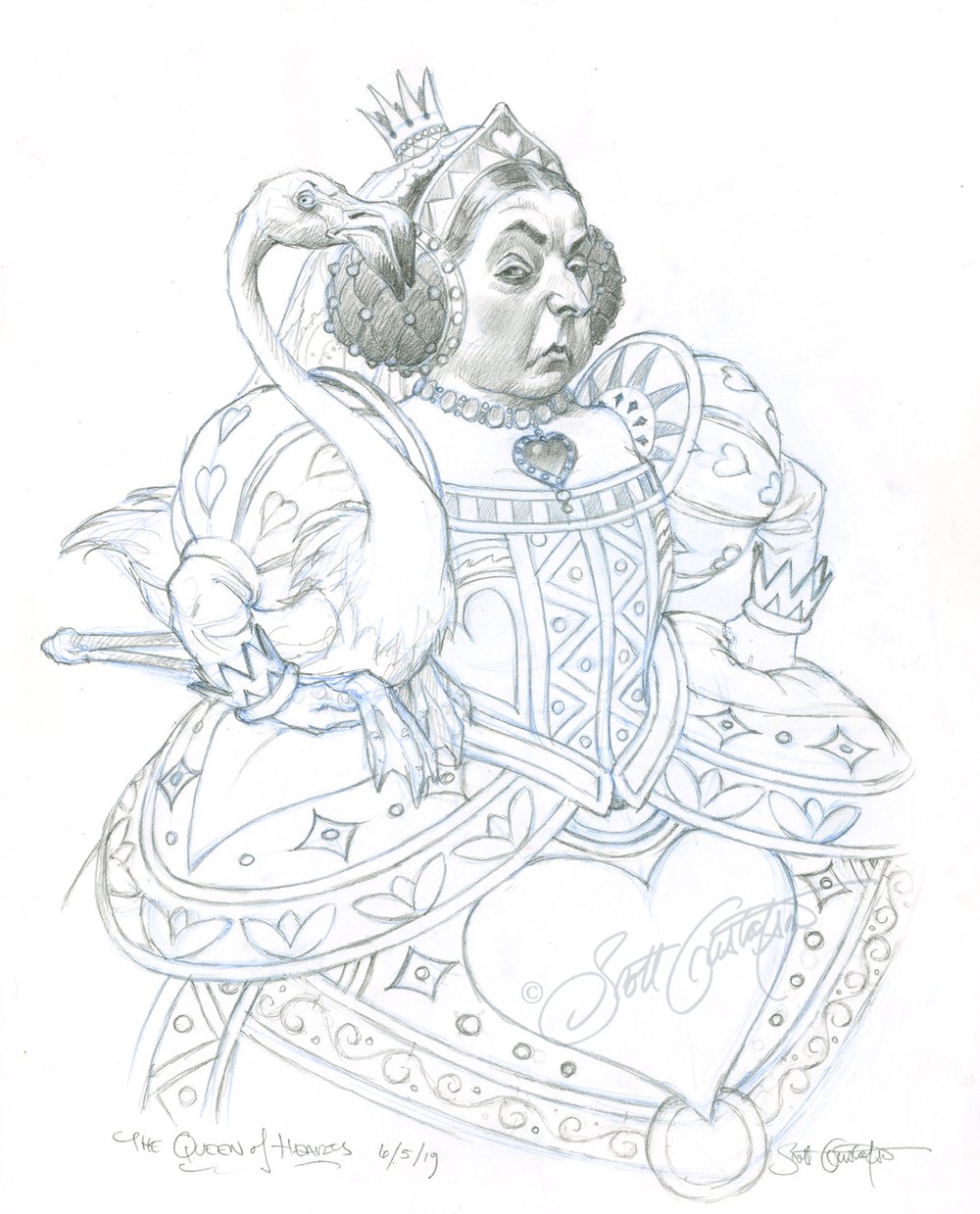 Queen Of Hearts Final Drawing The Art Of Scott Gustafson