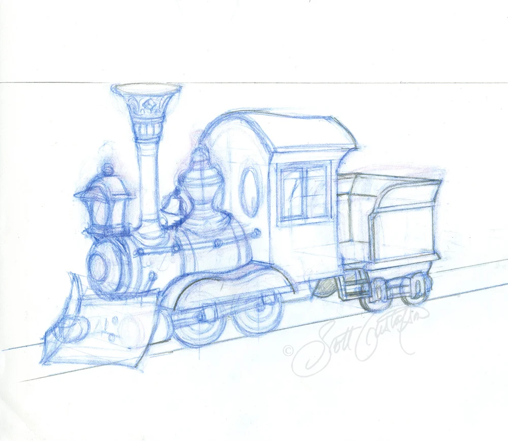 Square Train Drawing Train Sketch