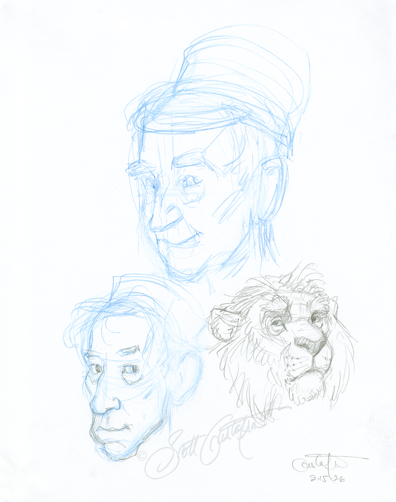 GUSTAFSON_Carpenter-2_head_studies_and_Lion.png
