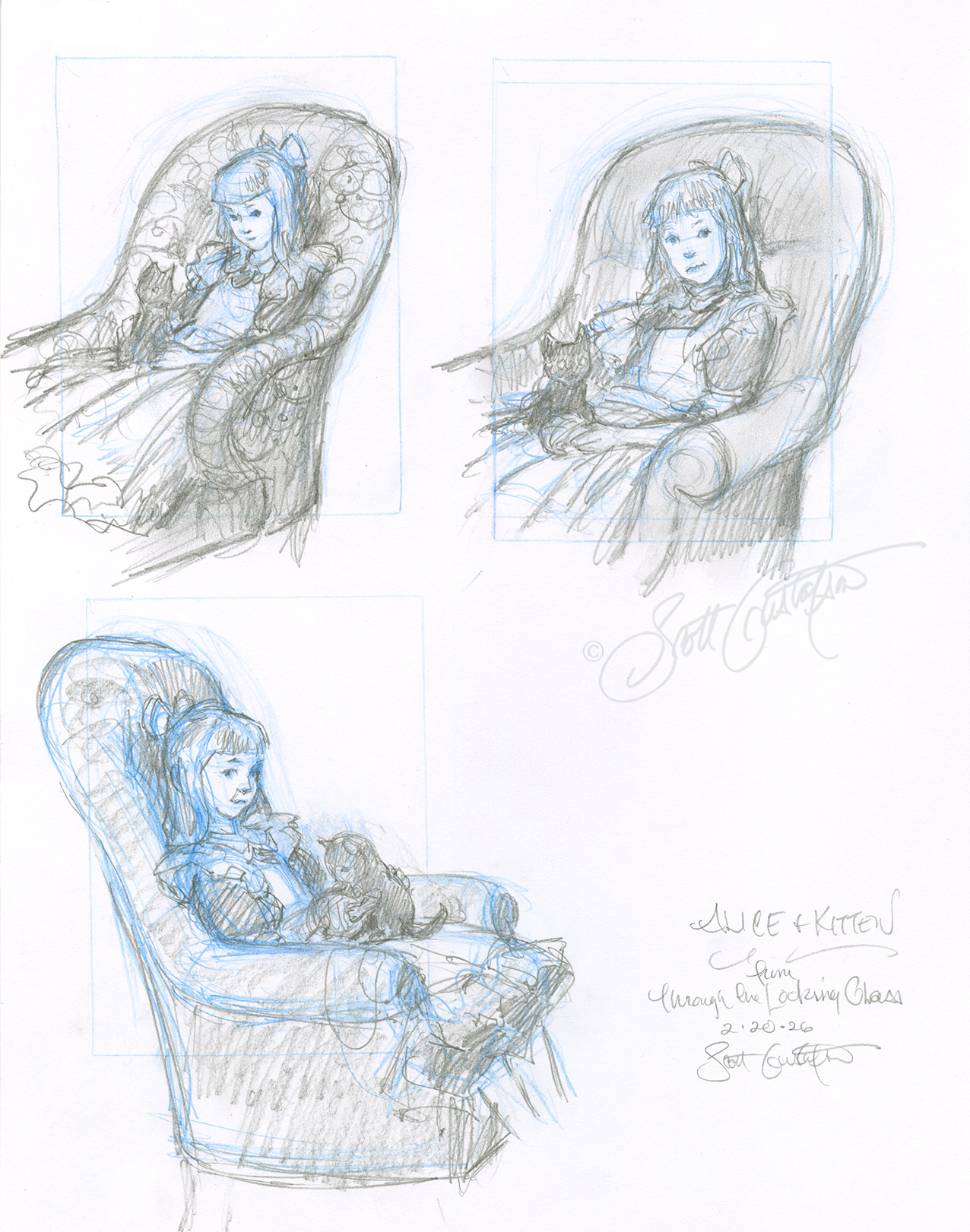 GUSTAFSON_Alice_and_Kitten_rough_studies.png