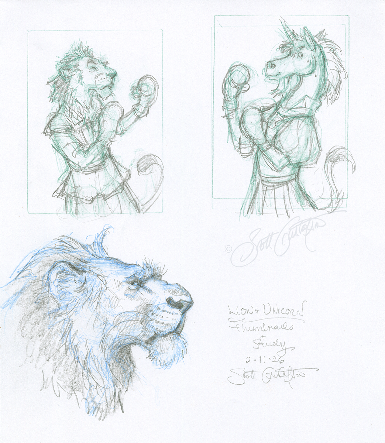 GUSTAFSON_Lion-6_and_Unicorn_studies.png