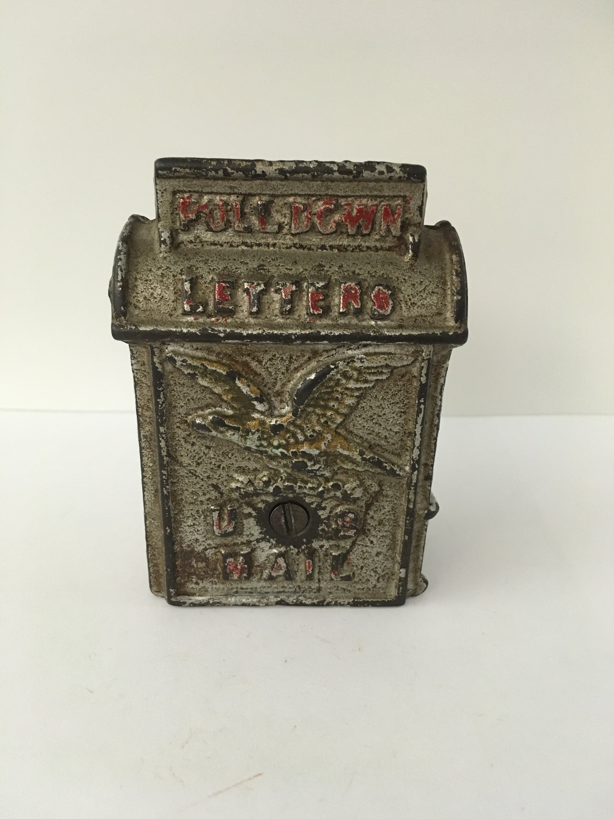 1880 Kenton U.S. Mail Pull Down Letters Eagle Mailbox Still Coin Bank
