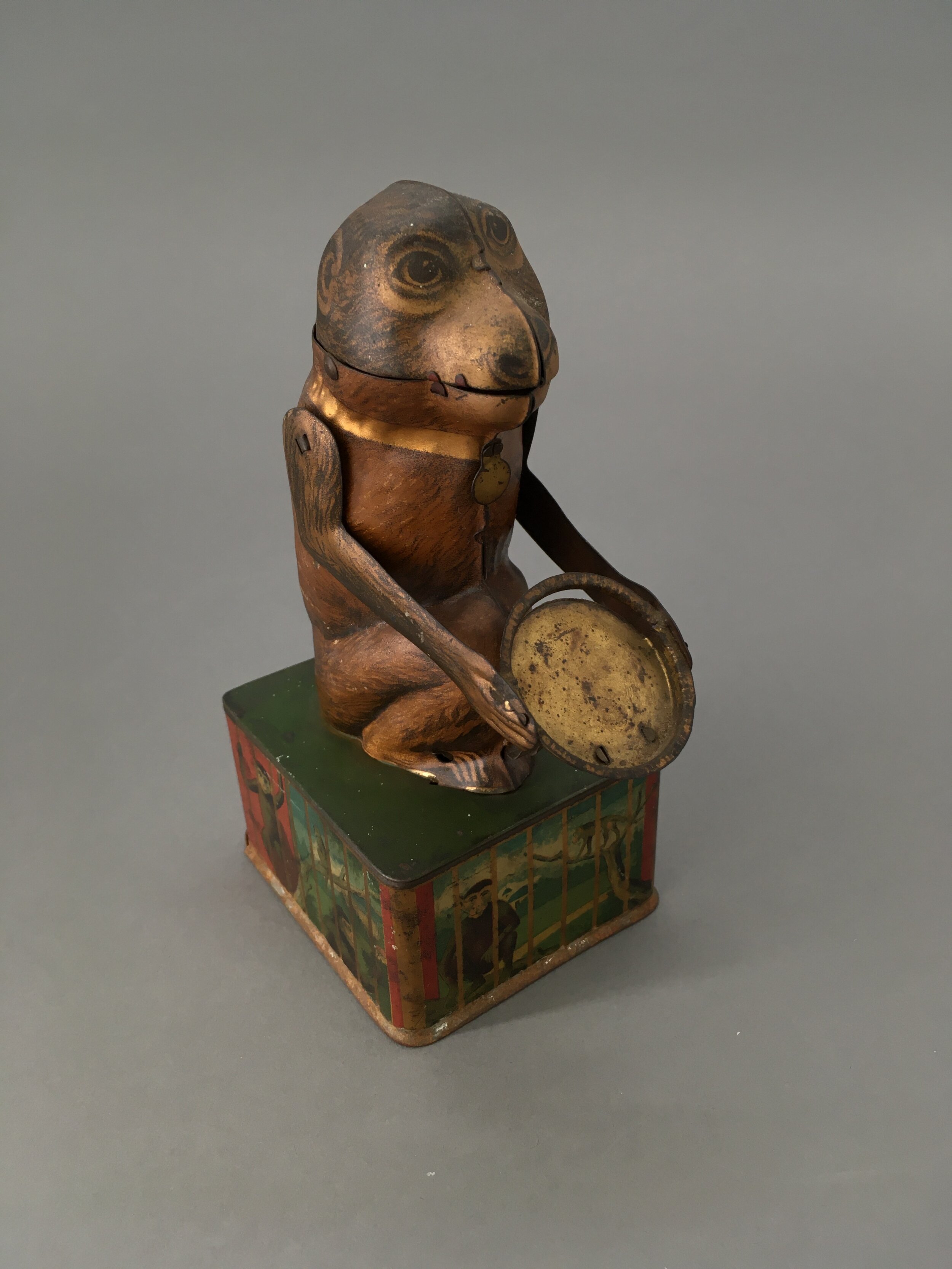 TIn Litho Monkey Bank With Tray