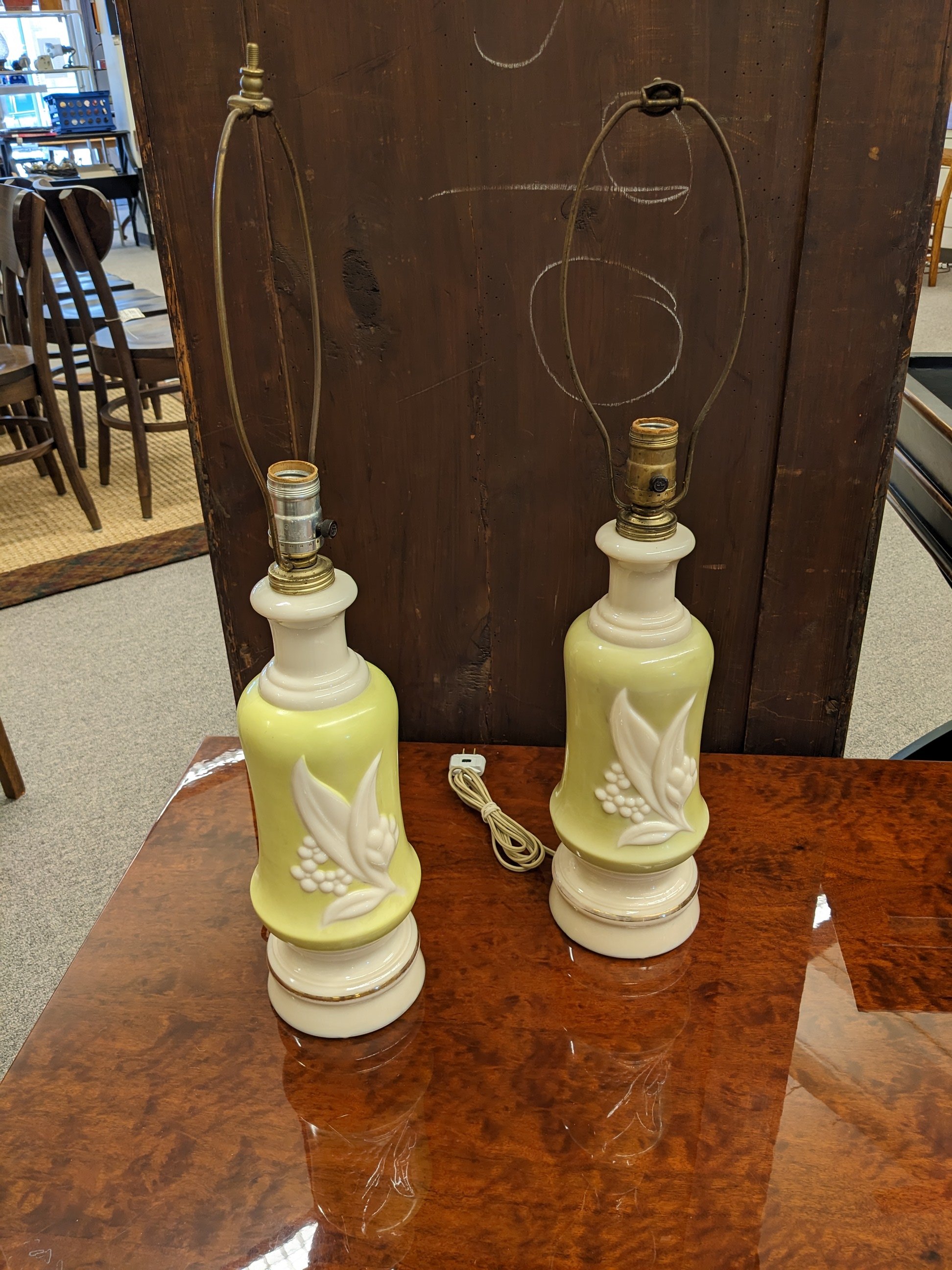 Pair Aladdin Chartreuse Lamps