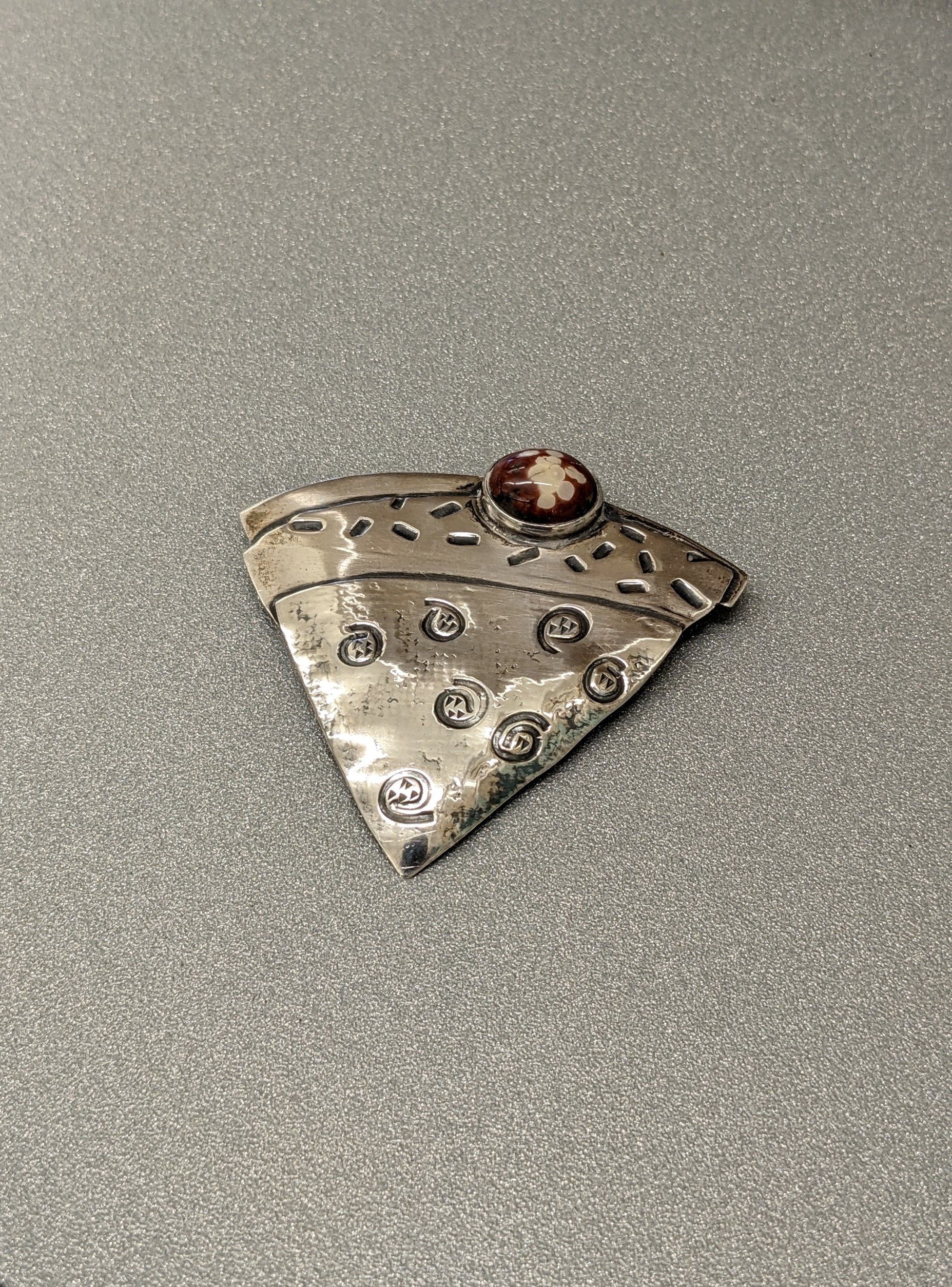 Triangular Sterling Pin w/ Brecciated Jasper