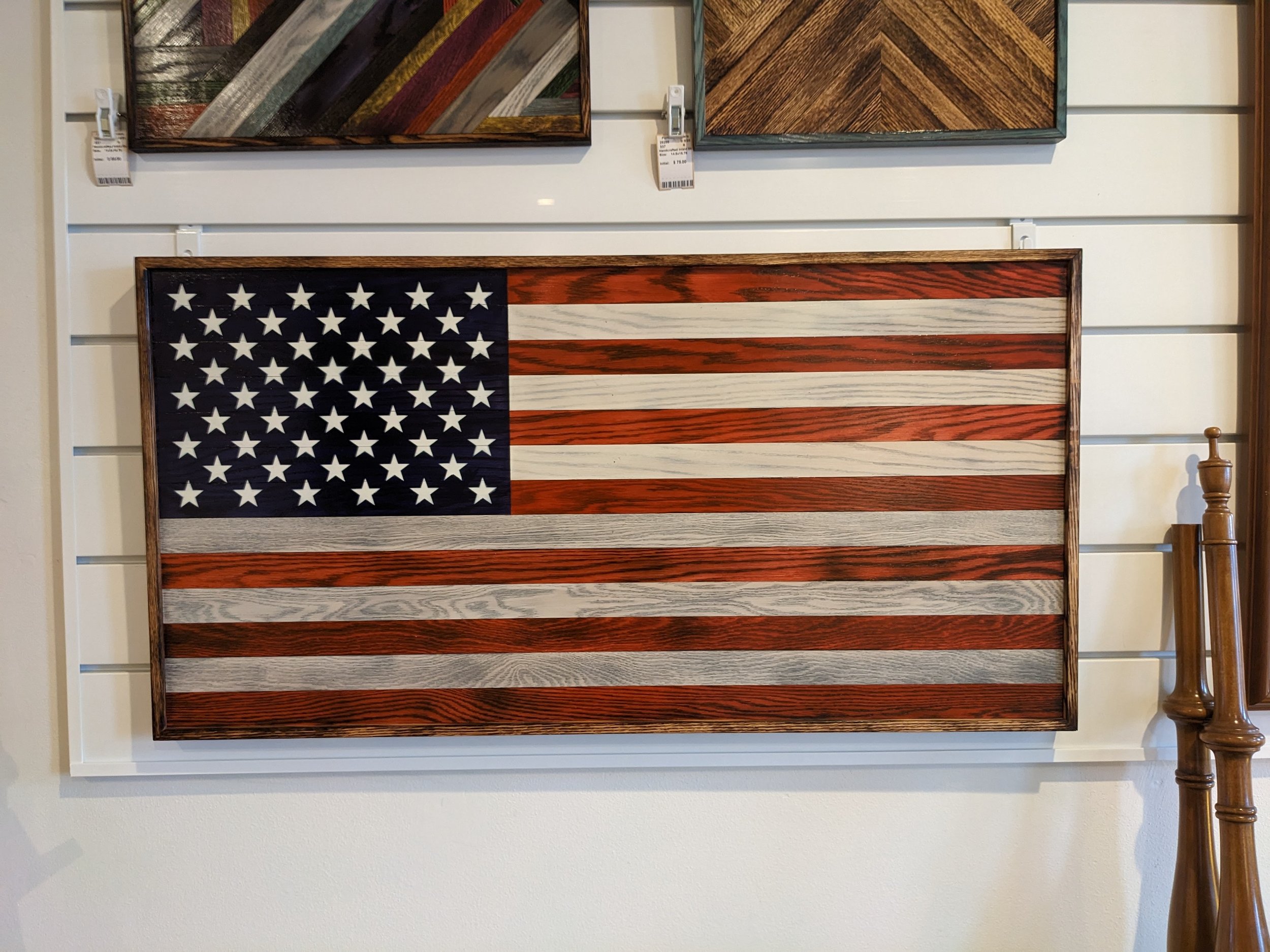 Handcrafted Oak American Flag