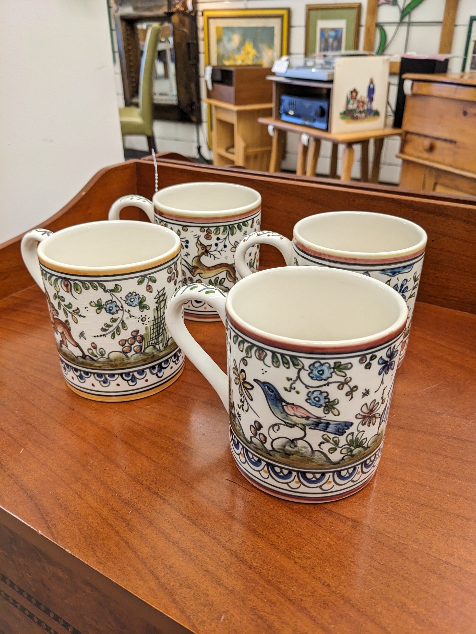 Set of 4 Portugal Hand-Painted Mugs
