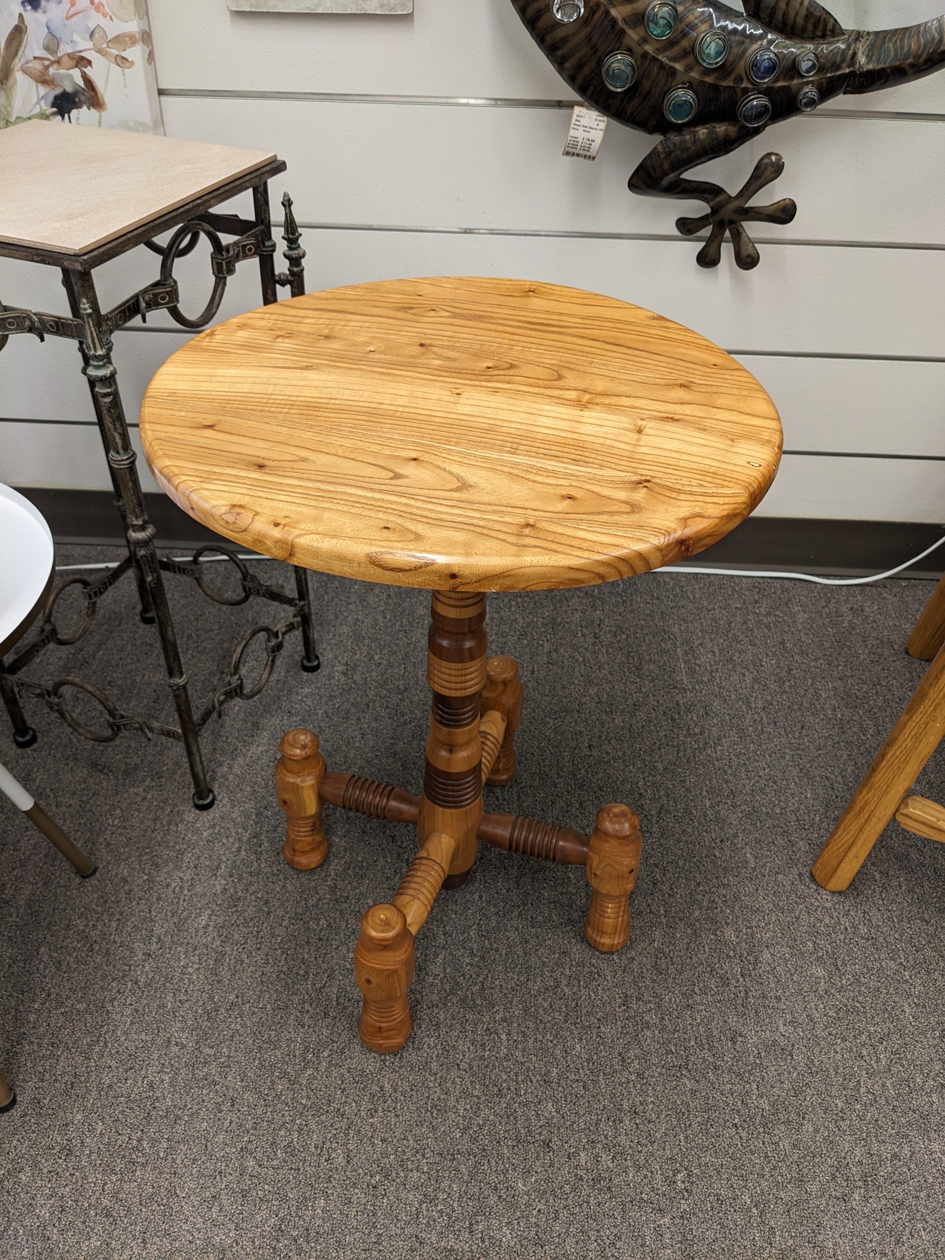 Turned Wood Base Lamp Table