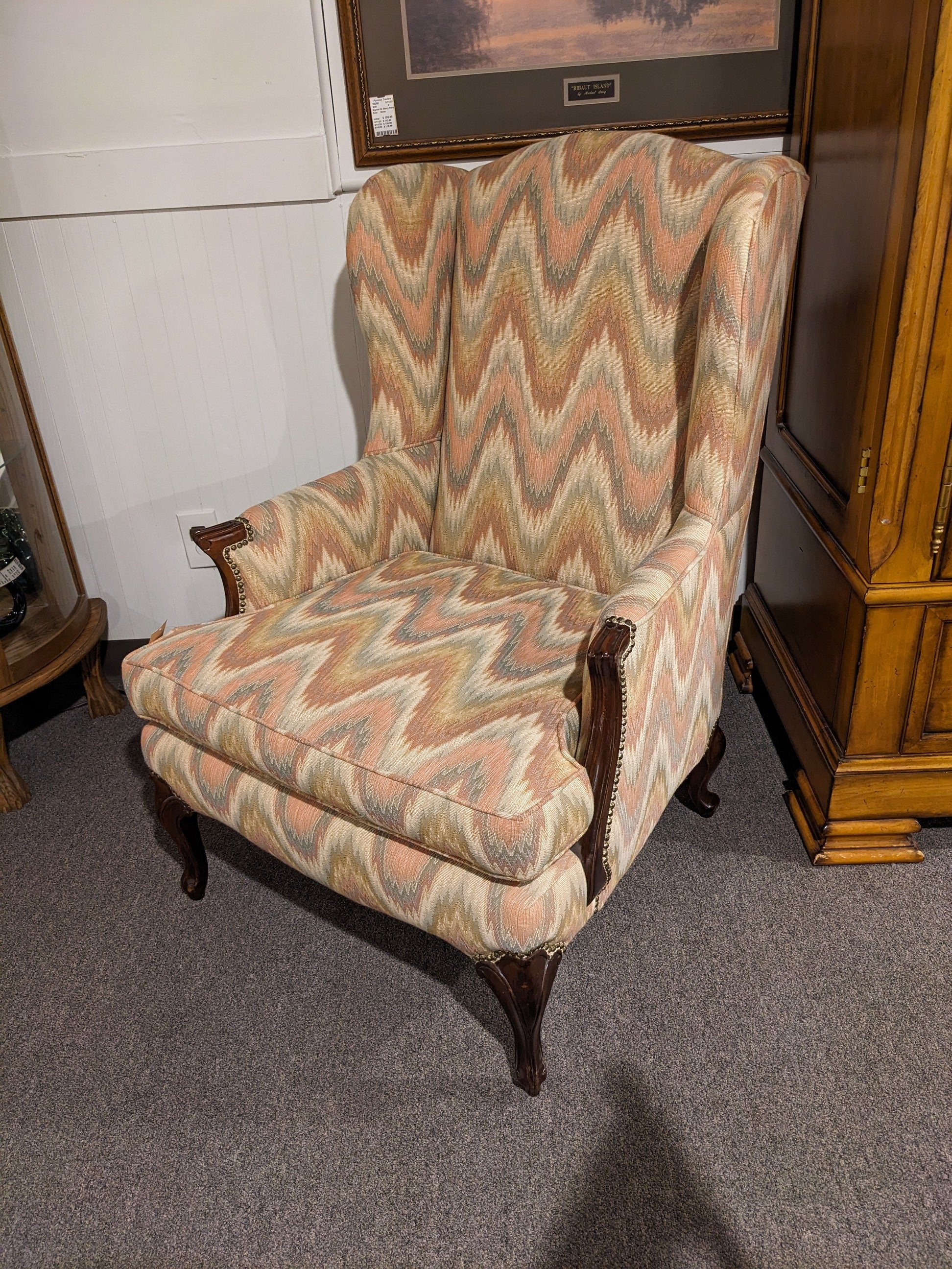 Flame-Stitch Upholstery Wingback