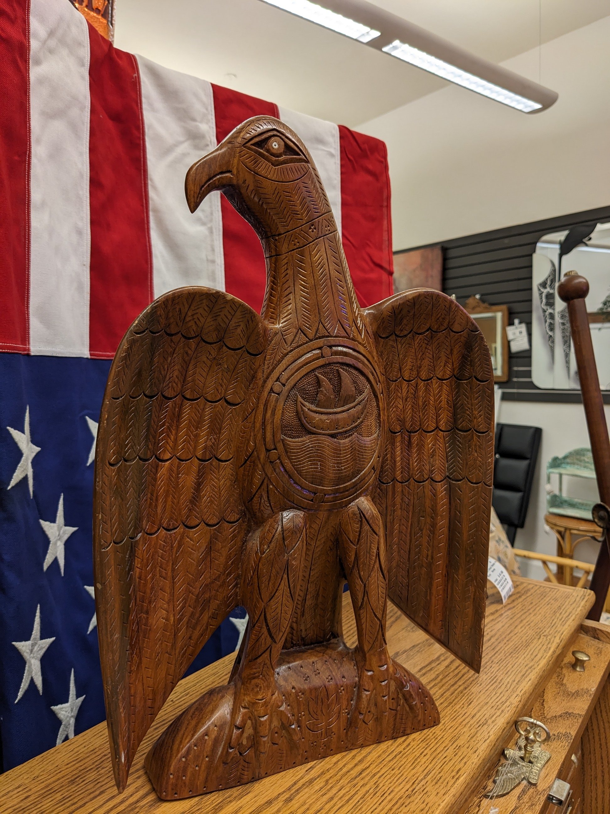 Folk Art Carved Wood Eagle