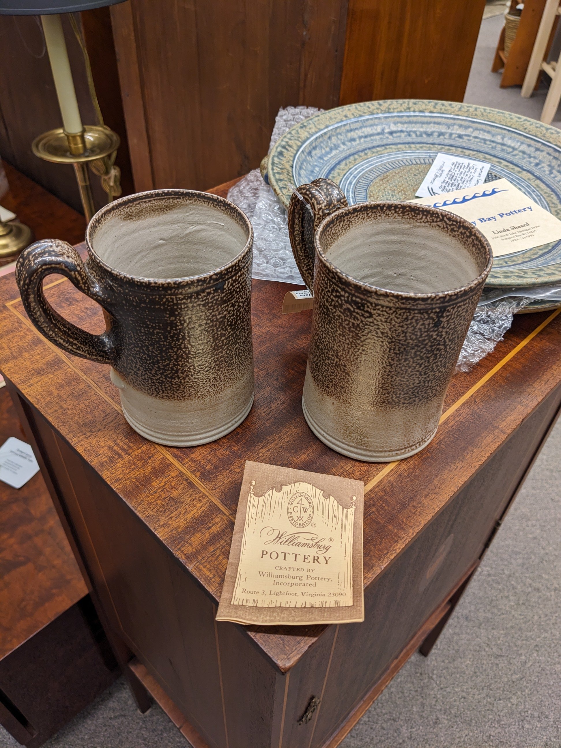 Pair Williamsburg Pottery Mugs