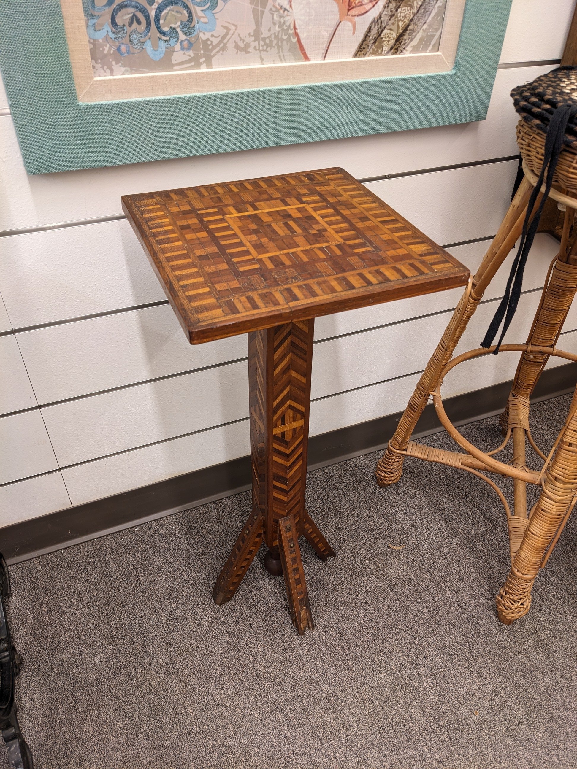 Folk Art Marquetry Plant Stand