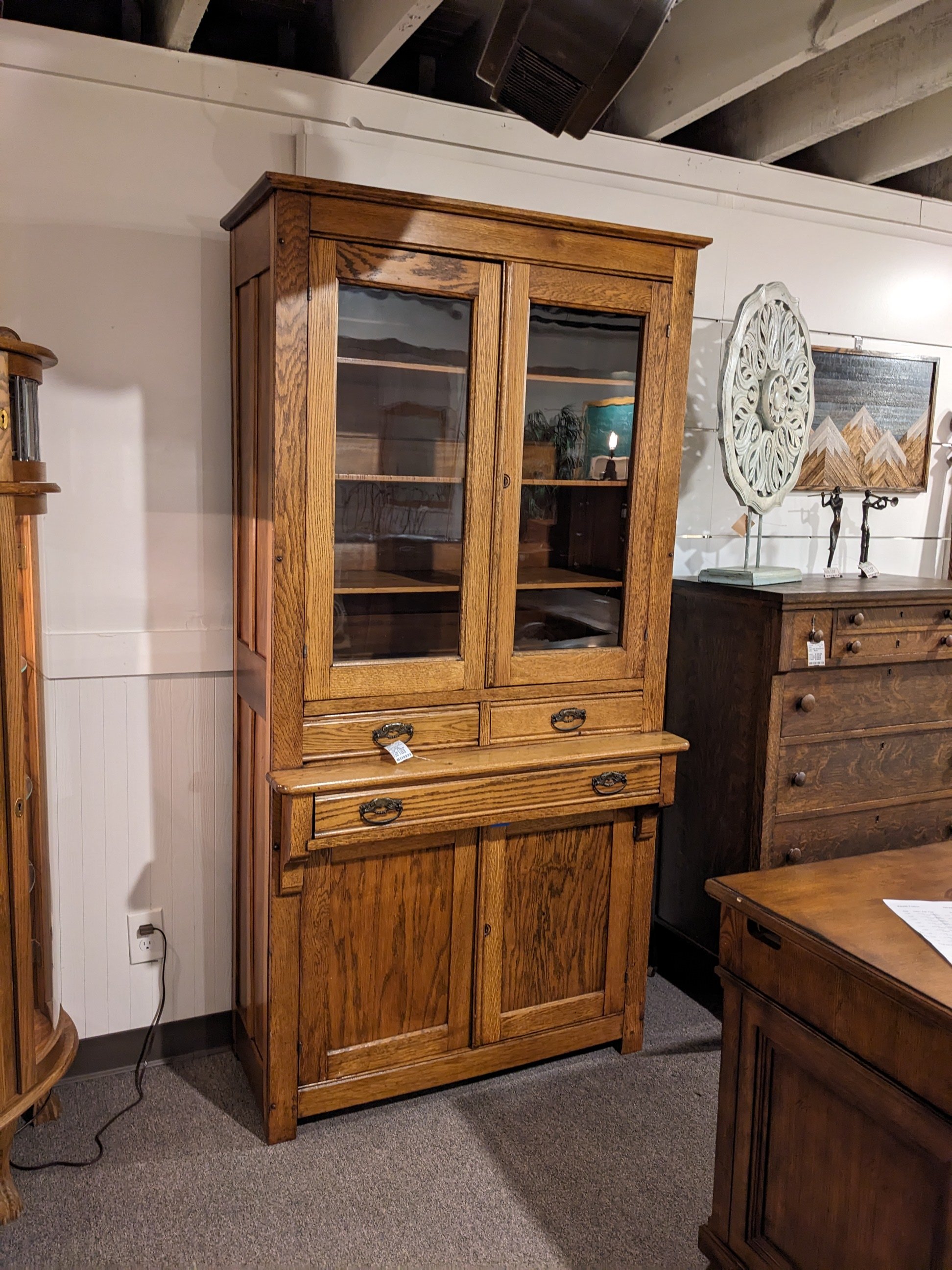 Antique Oak Flatwall Cabinet