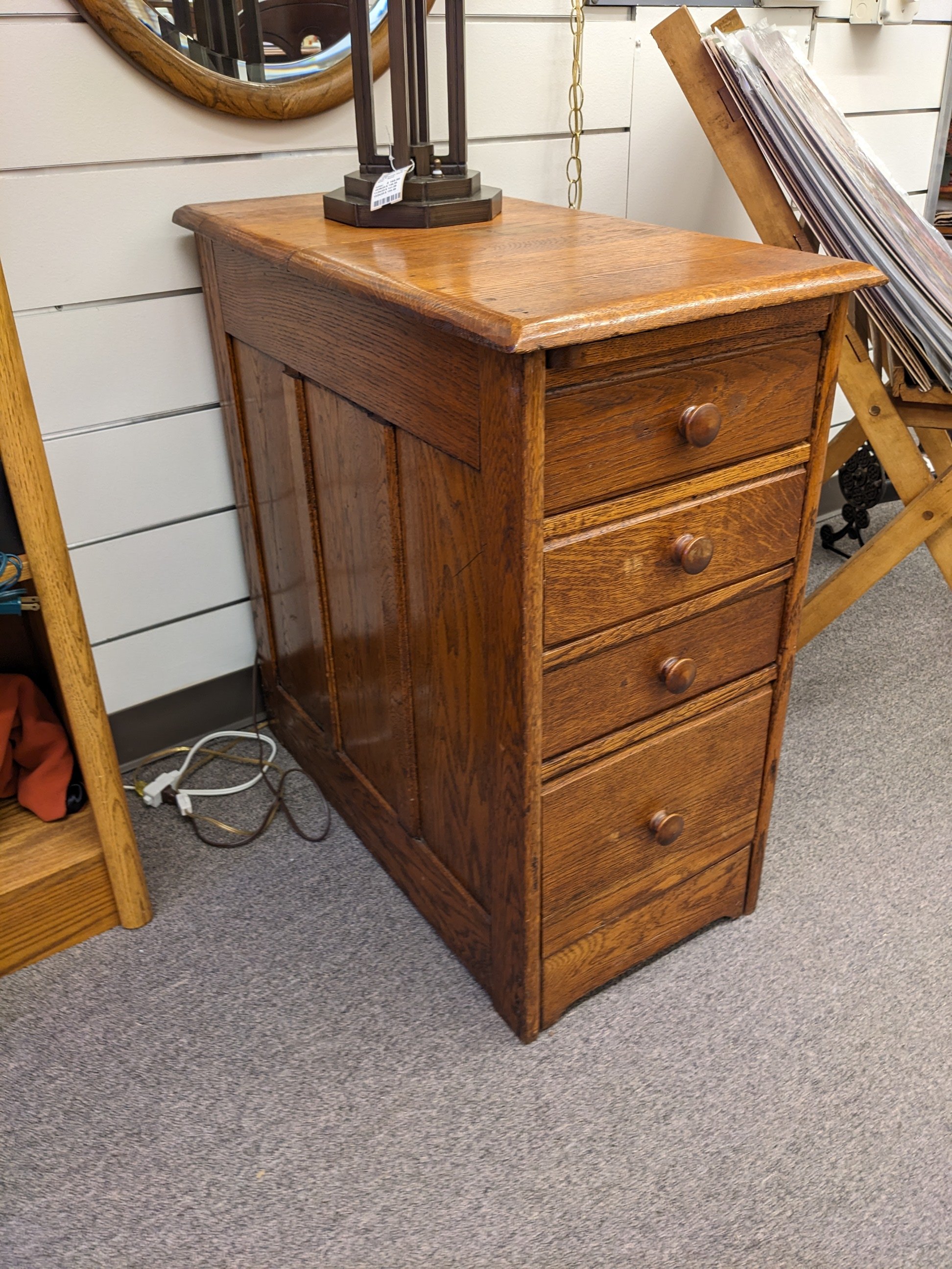Antique Desk-Side File Cabinet