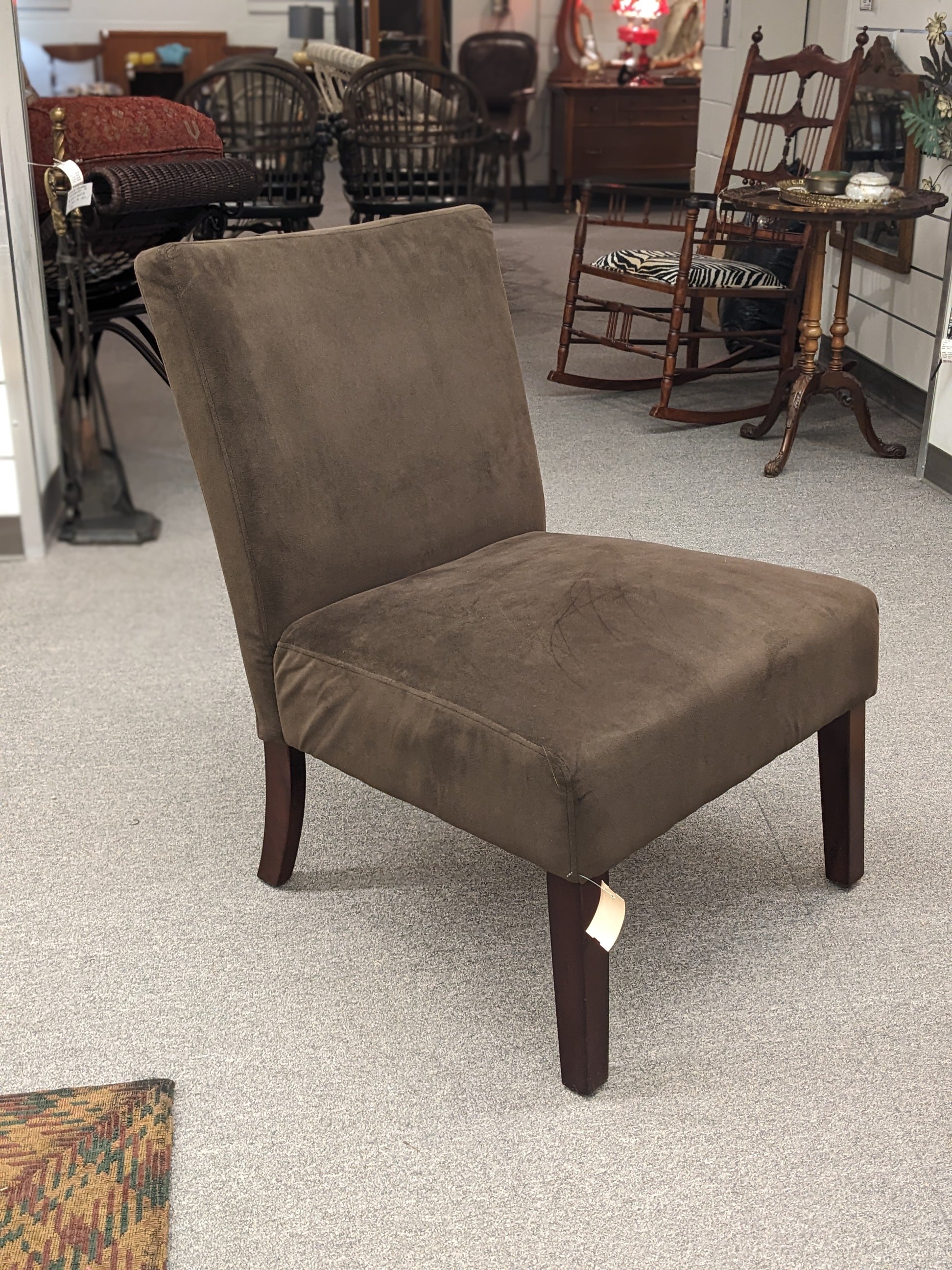Brown Velvet Slipper Chair
