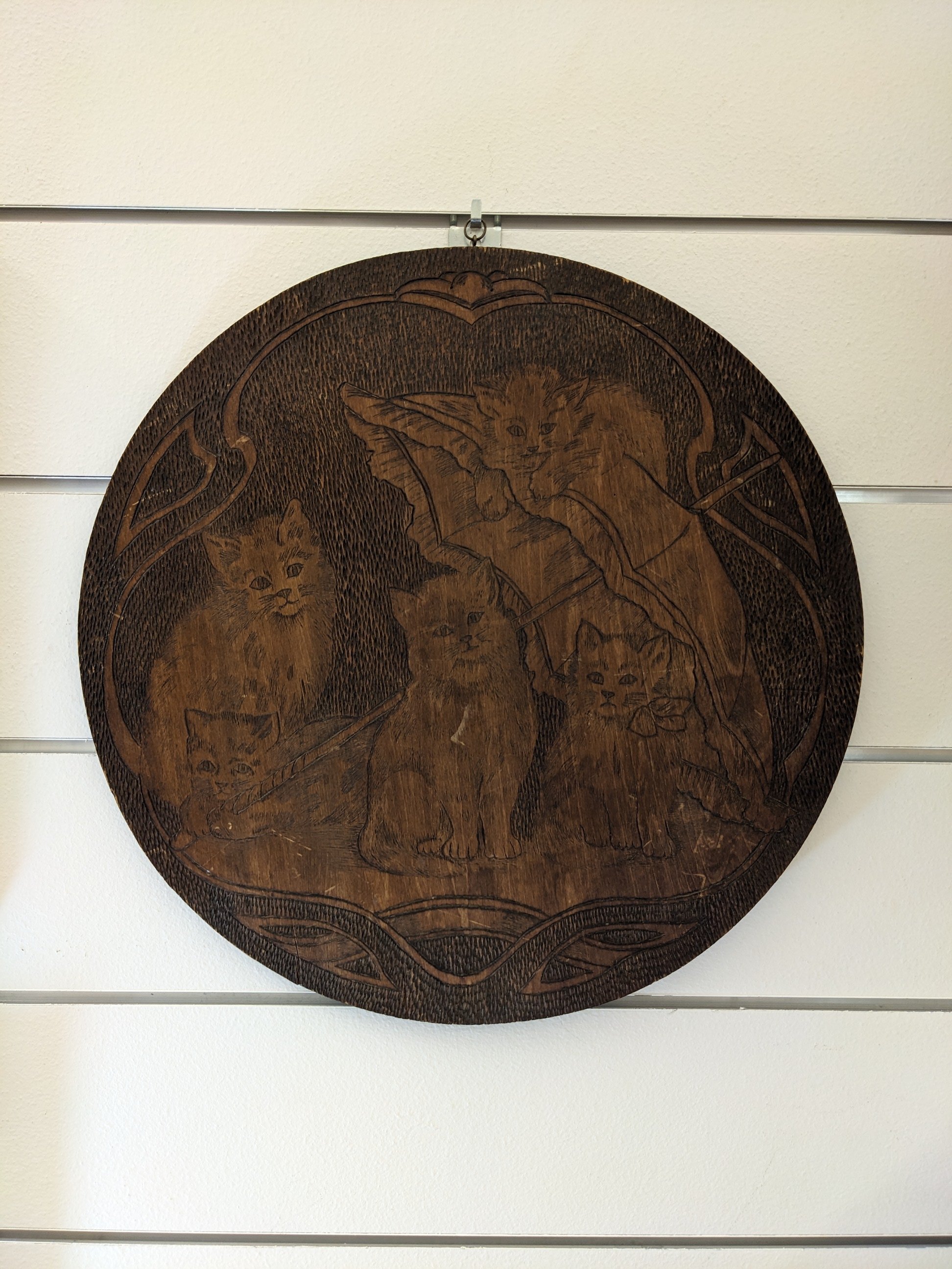 Flemish Cat Pyrography Plaque