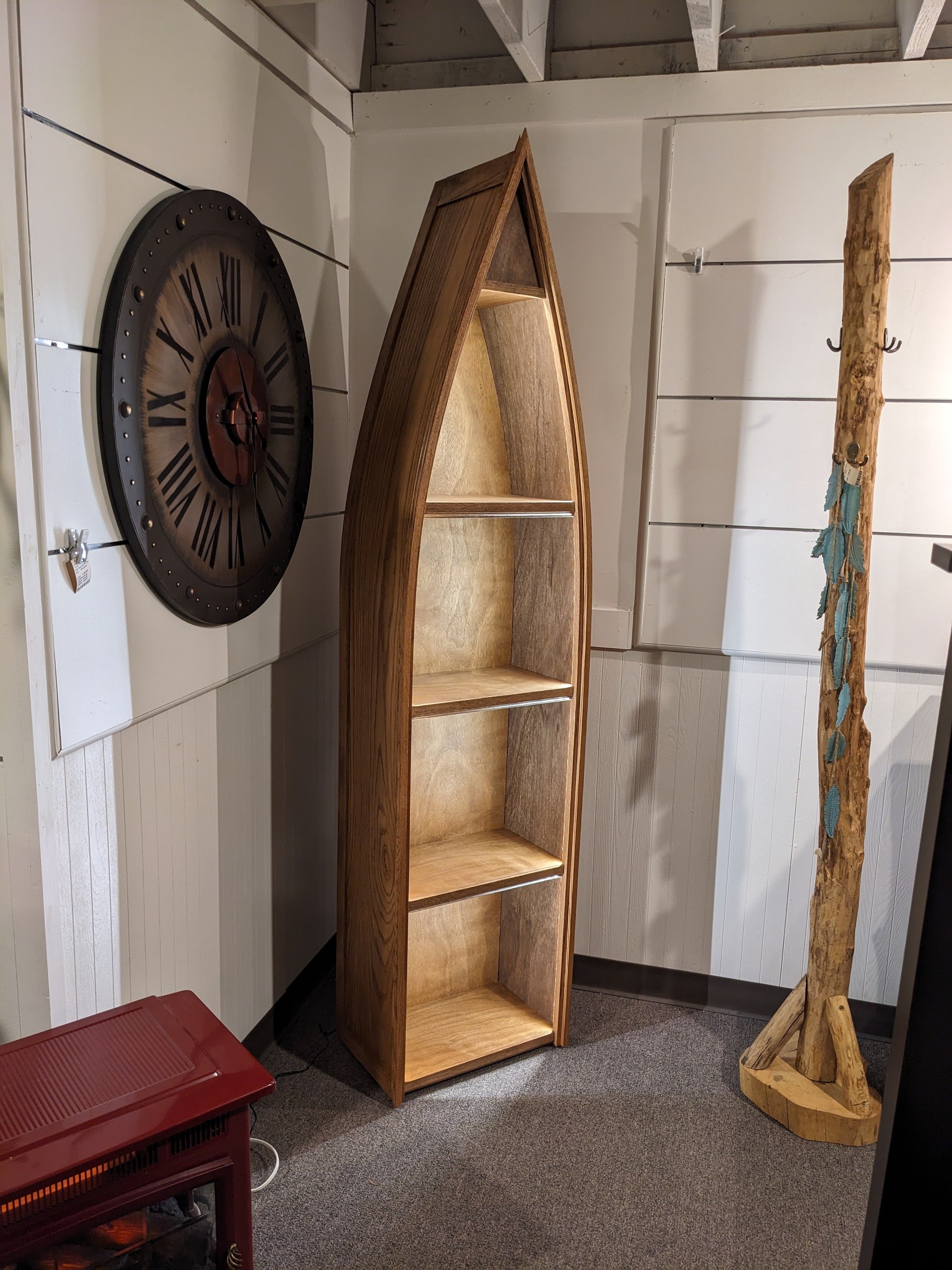 Handcrafted Lighted Boat Bookcase/Display