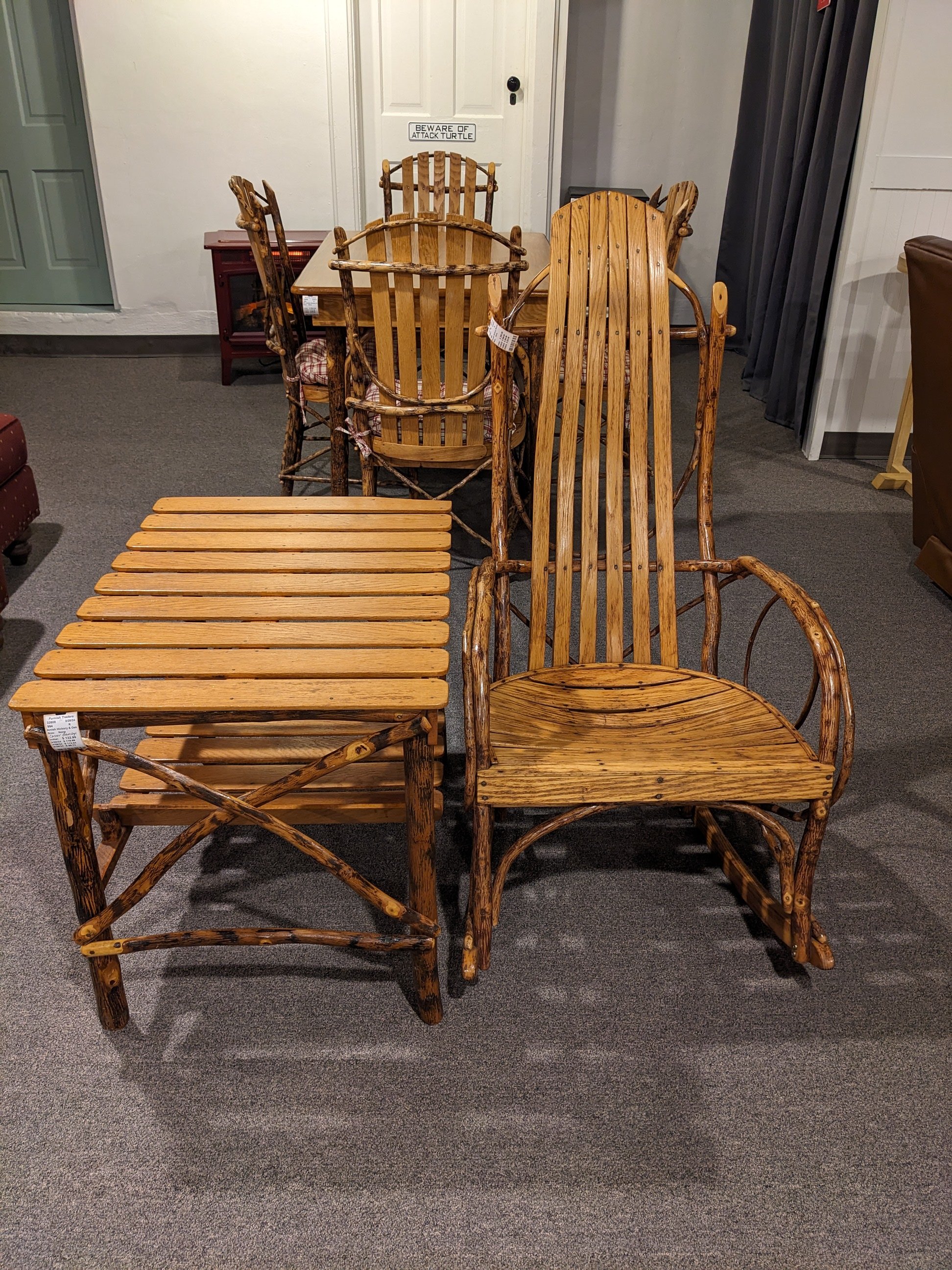 Amish Hickory Rocking Chair &amp; Side Table