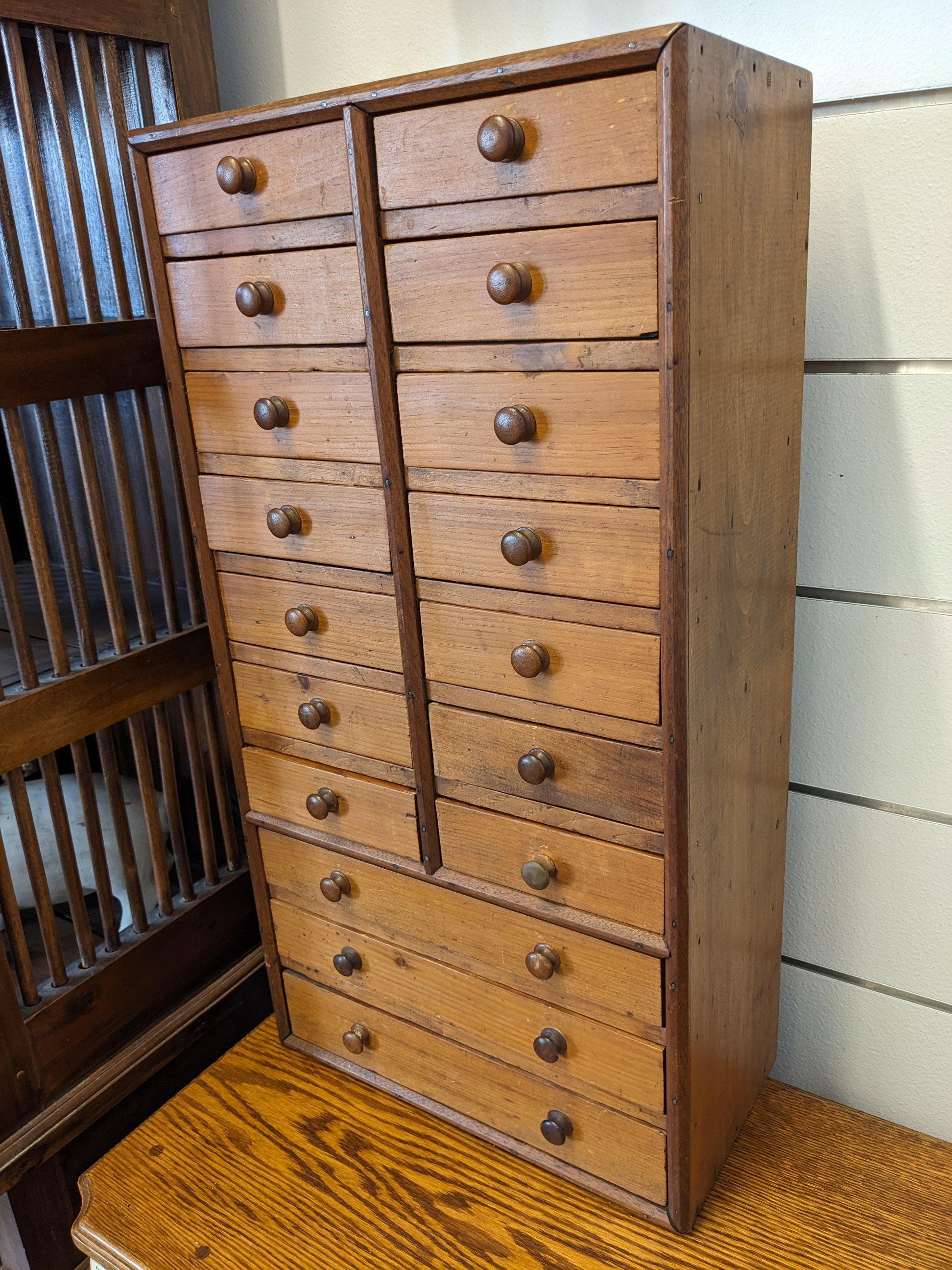 1850 New England Pine Apothecary Cabinet