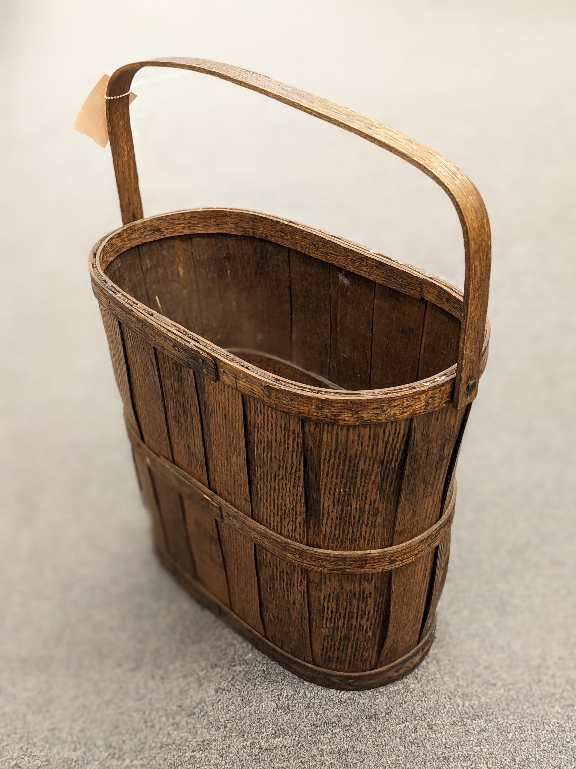 Antique Oak Splint Slatted Basket